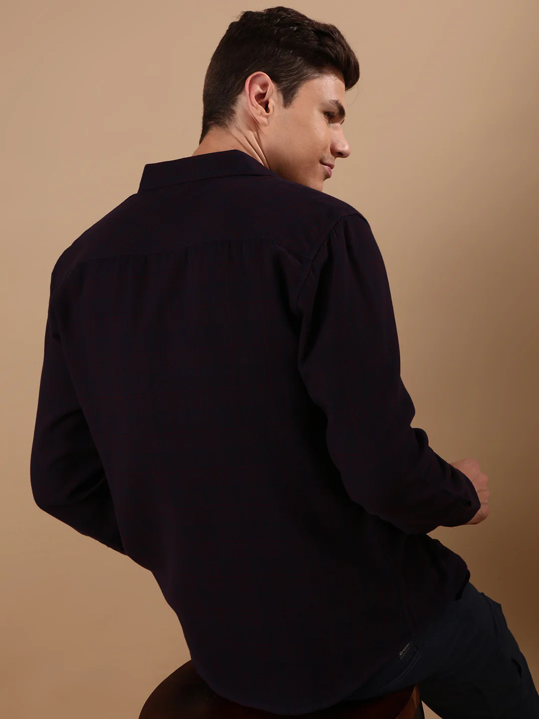 Burgundy Brown Checked Full Sleeve 100% Cotton Shirt