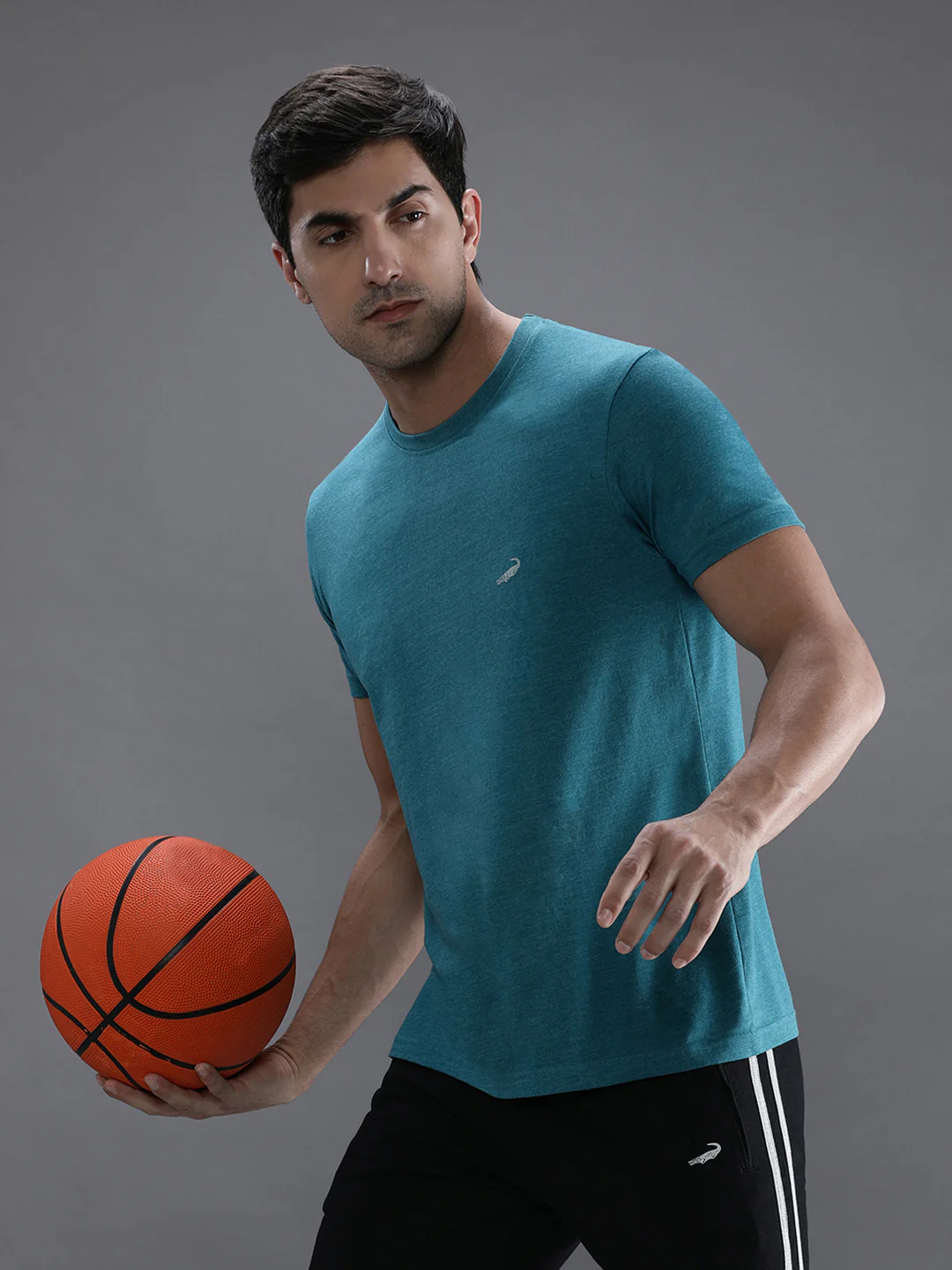Solid Casual T-Shirt Green Melange