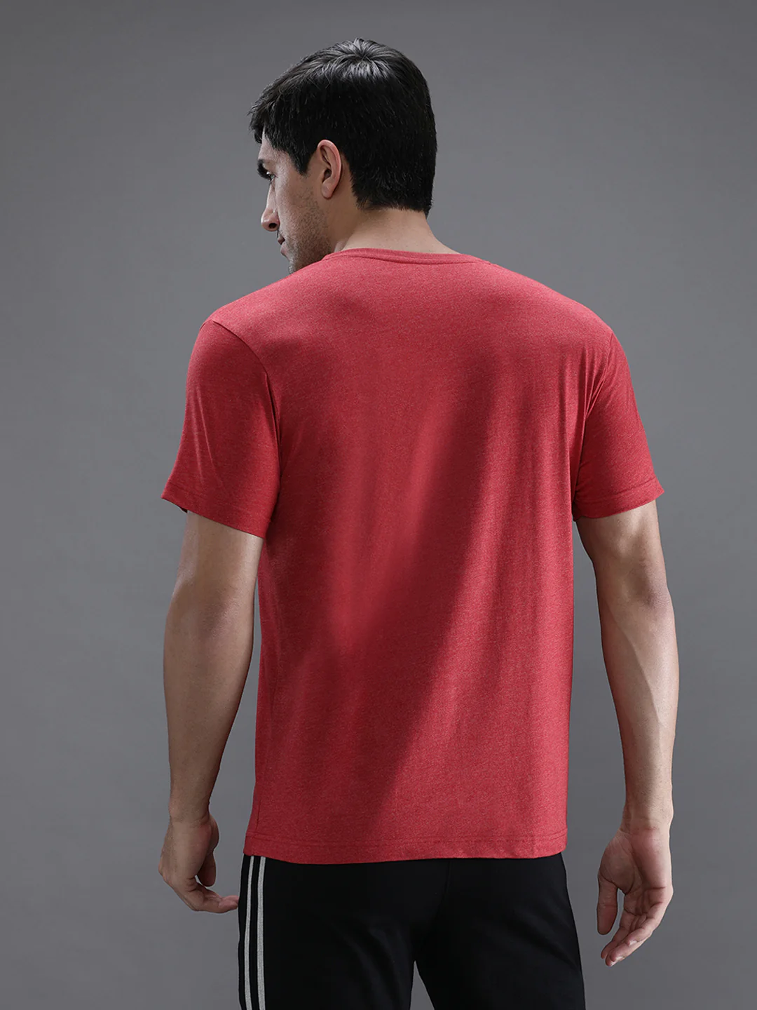 Casual Red Melange Solid T-Shirt