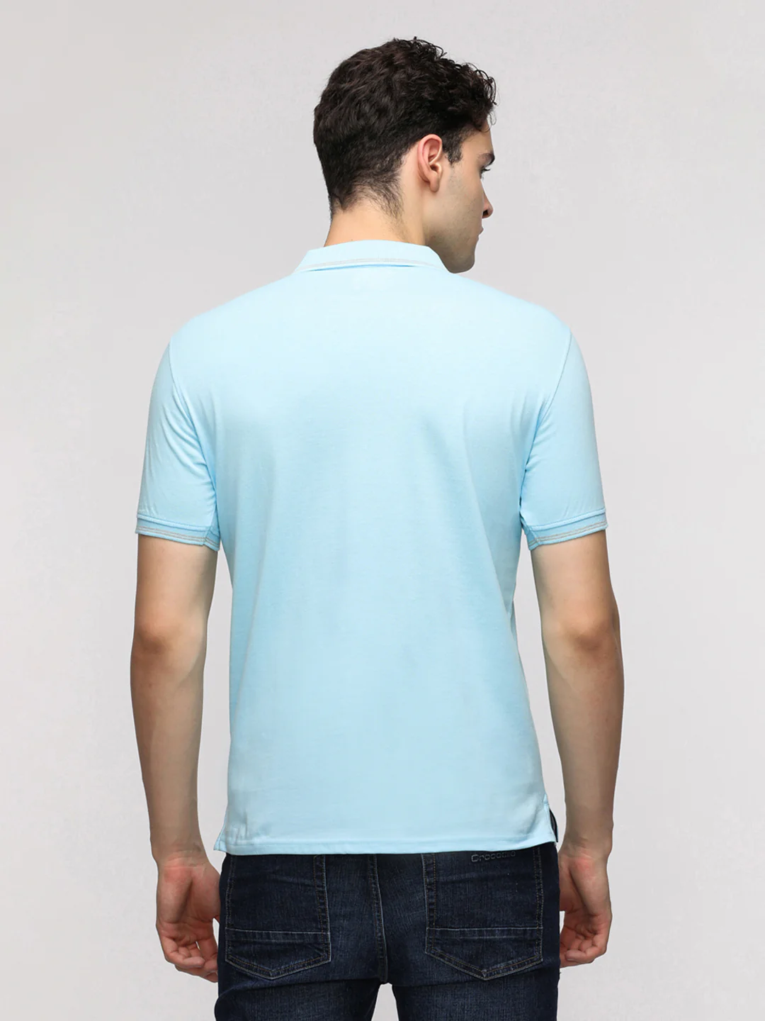 Bright Solid Polo T-Shirt with Pocket in Light Blue
