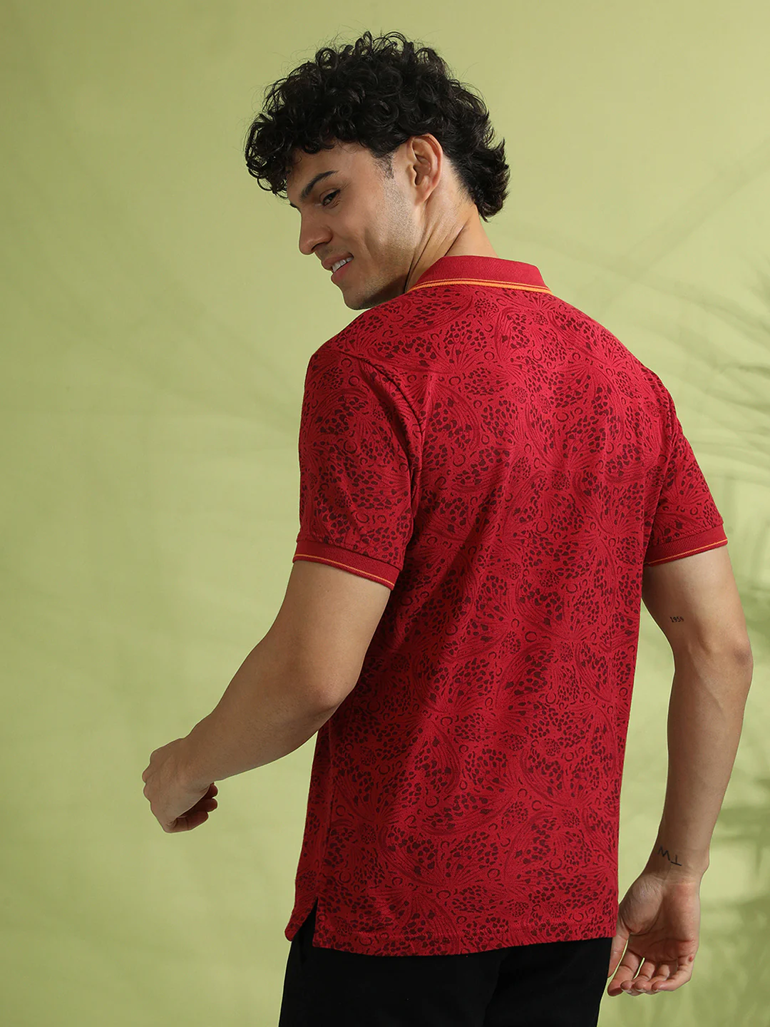 Red Printed Polo T-Shirt