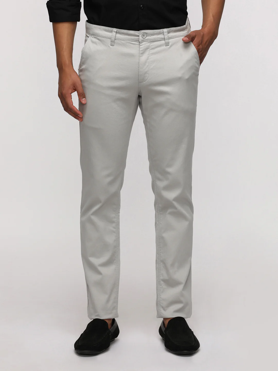 Slim Fit Light Grey Trouser for Sporty Style