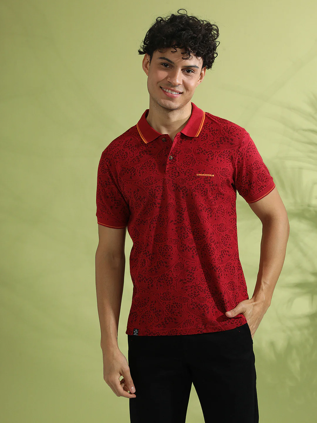 Red Printed Polo T-Shirt