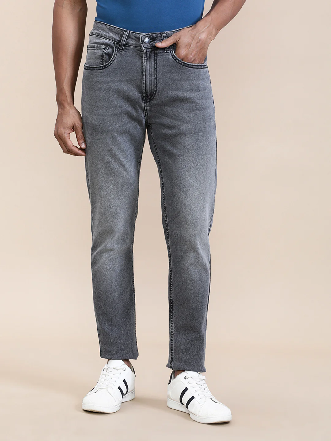 Classic Washed Grey Slim Tapered Jeans