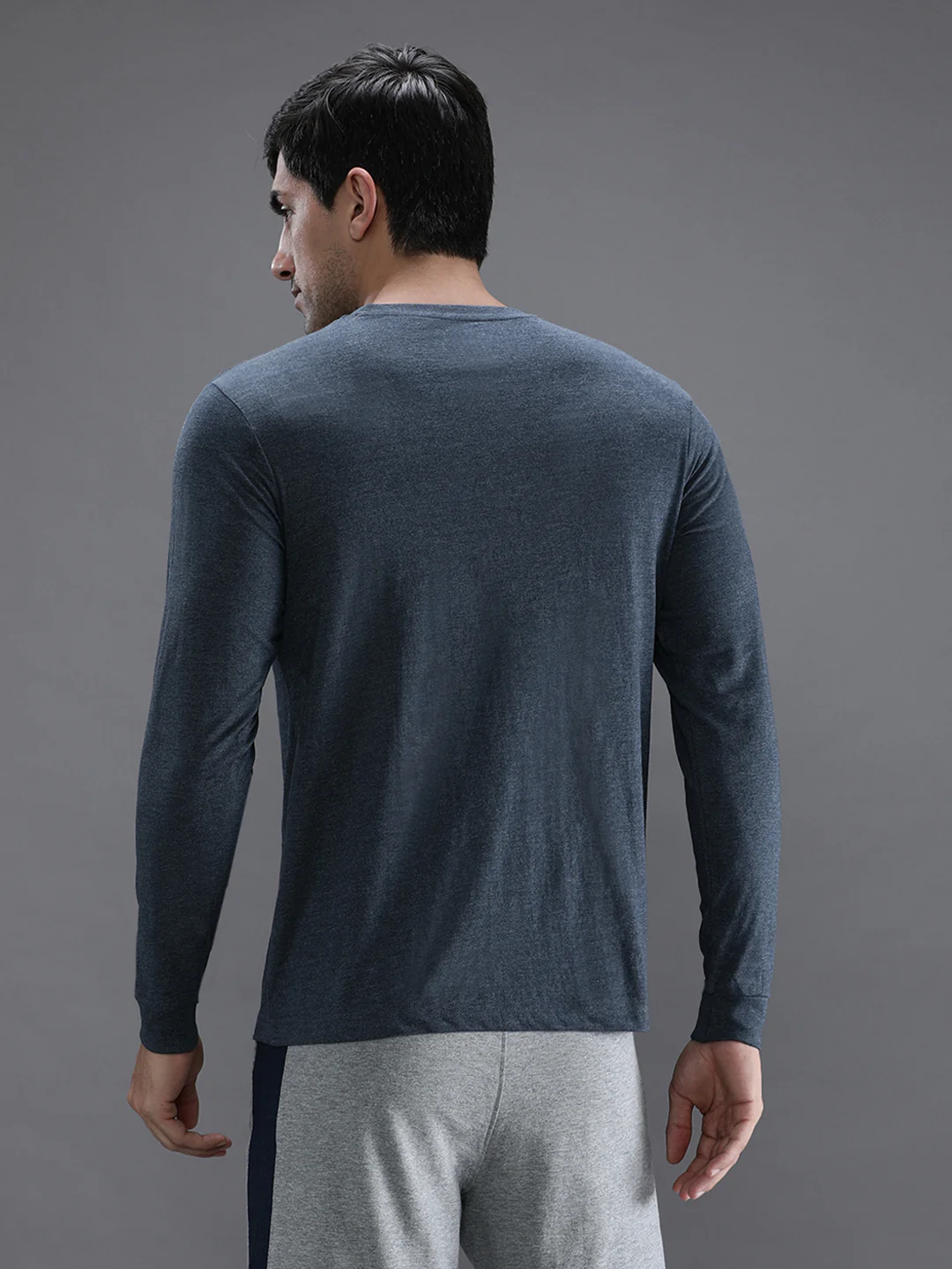 Denim Melange Casual Blue Solid T-Shirt