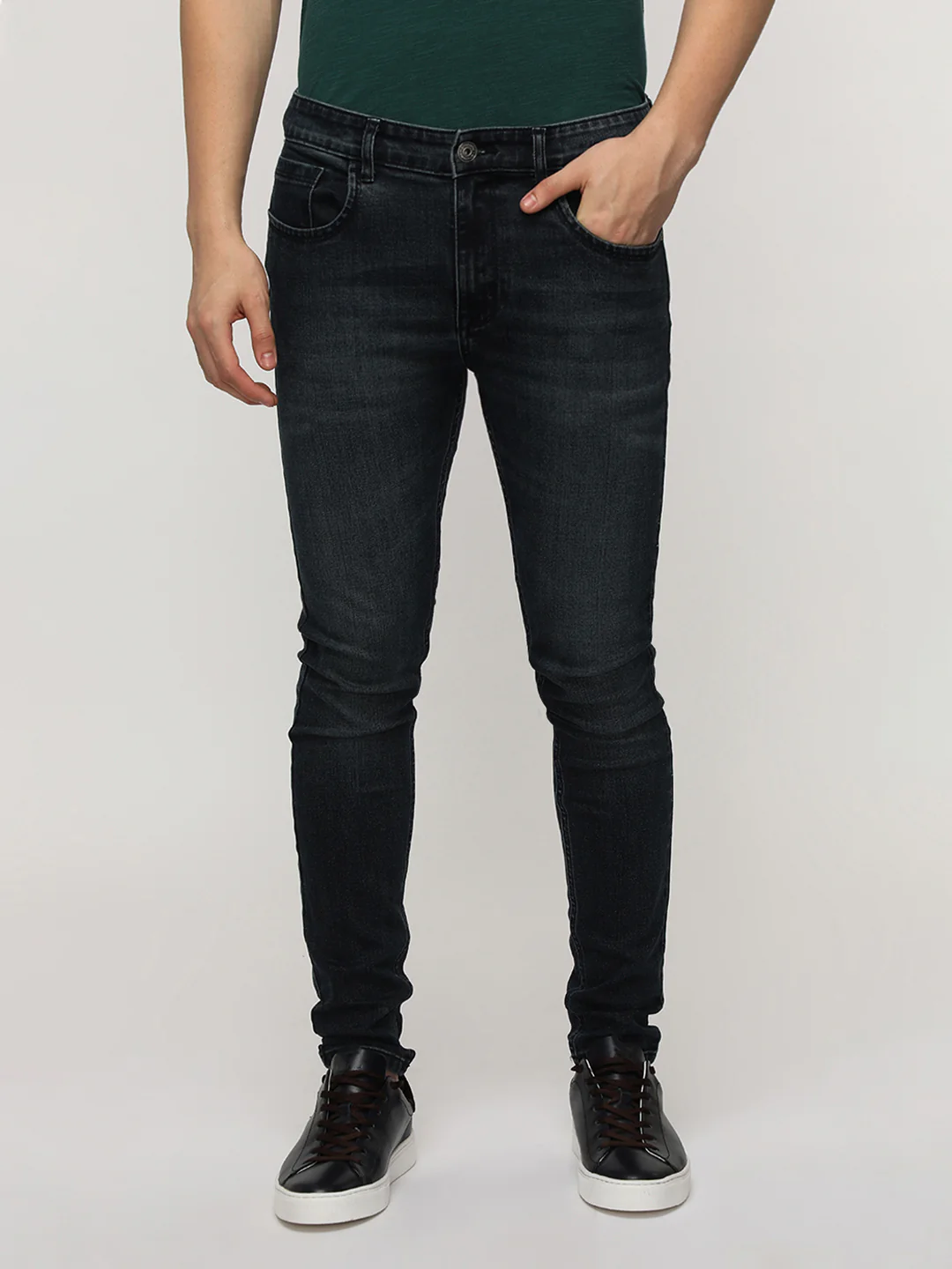 Dark Blue Knit Stretch Jeans