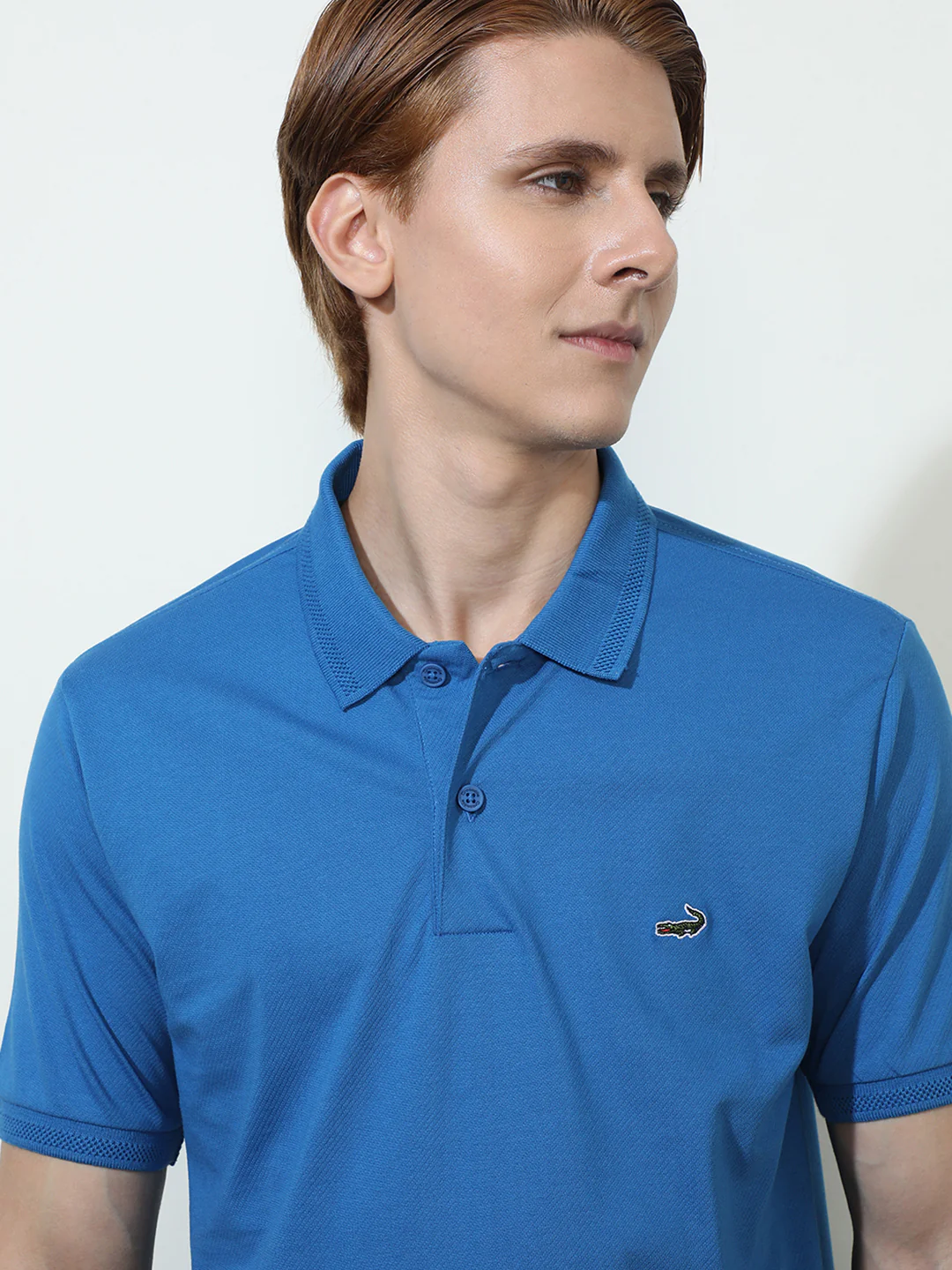 Solid Blue Half Sleeve Casual Polo T-Shirt