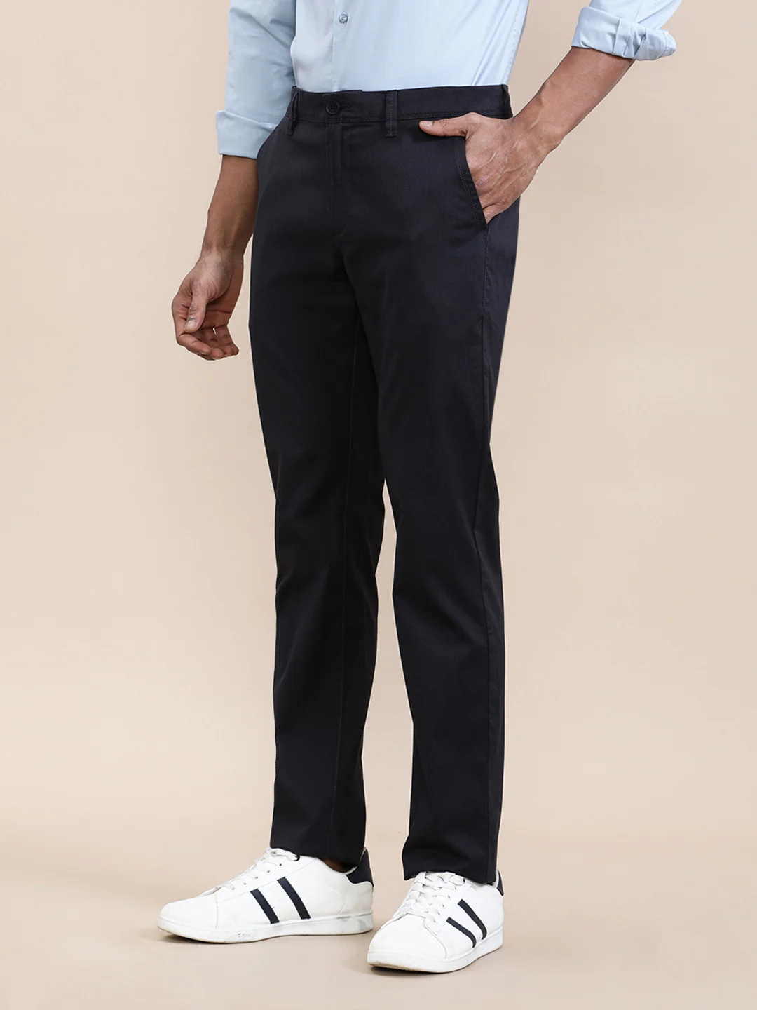 Premium Tone Textured Slim Fit Pants Black