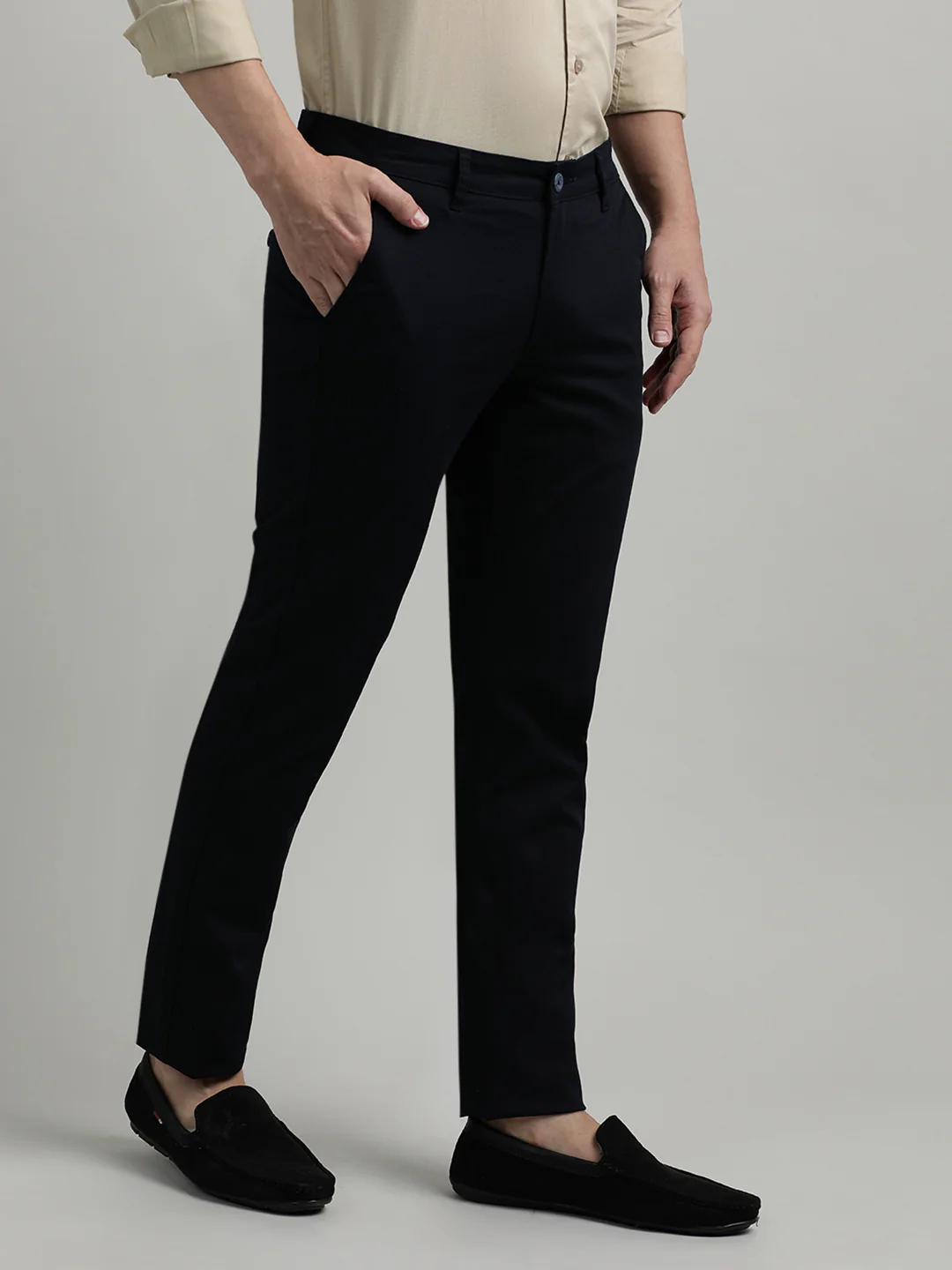 Navy Solid Slim Fit Trouser