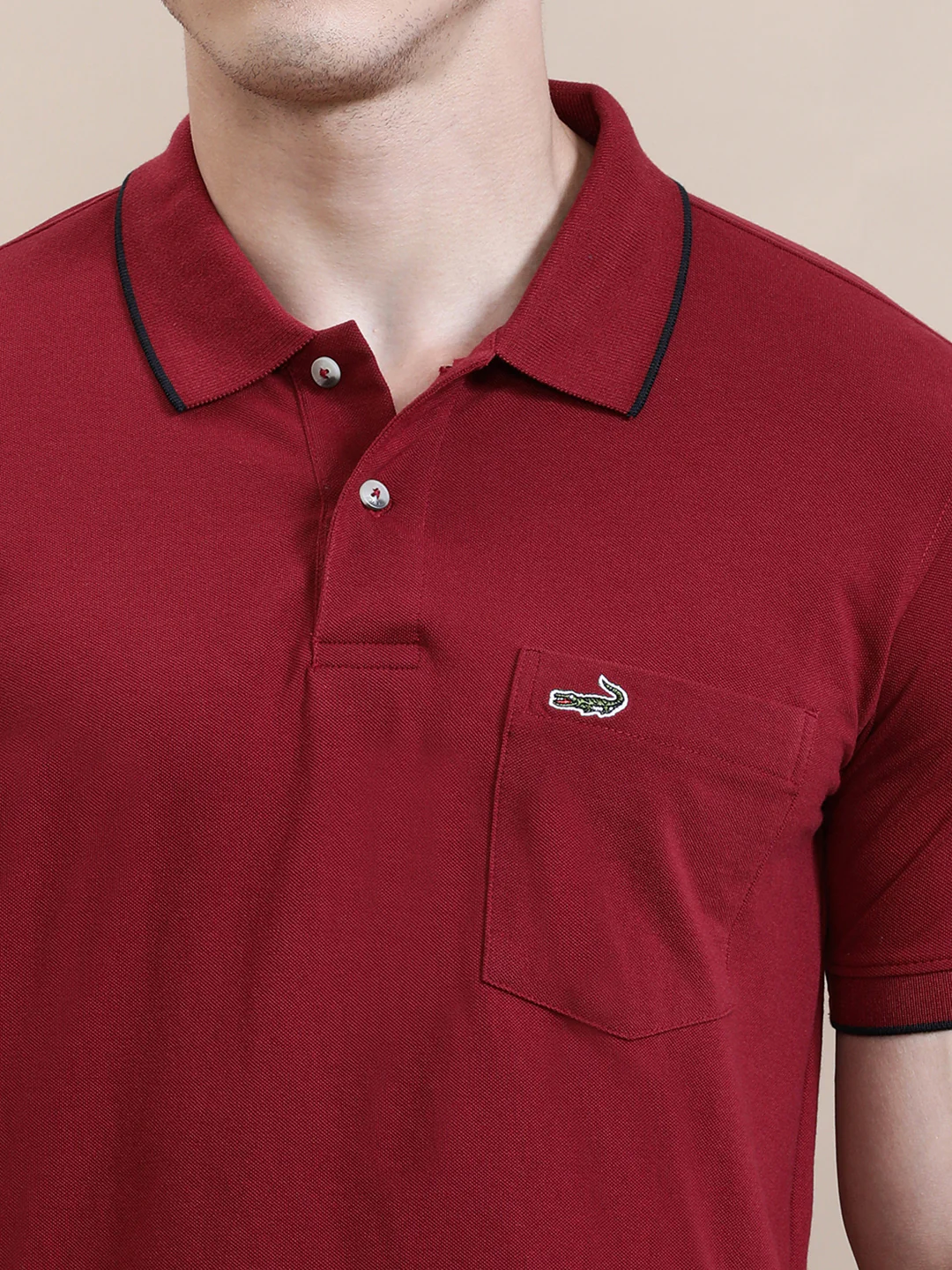 Solid Blood Stone Red Polo T-Shirt with Pocket