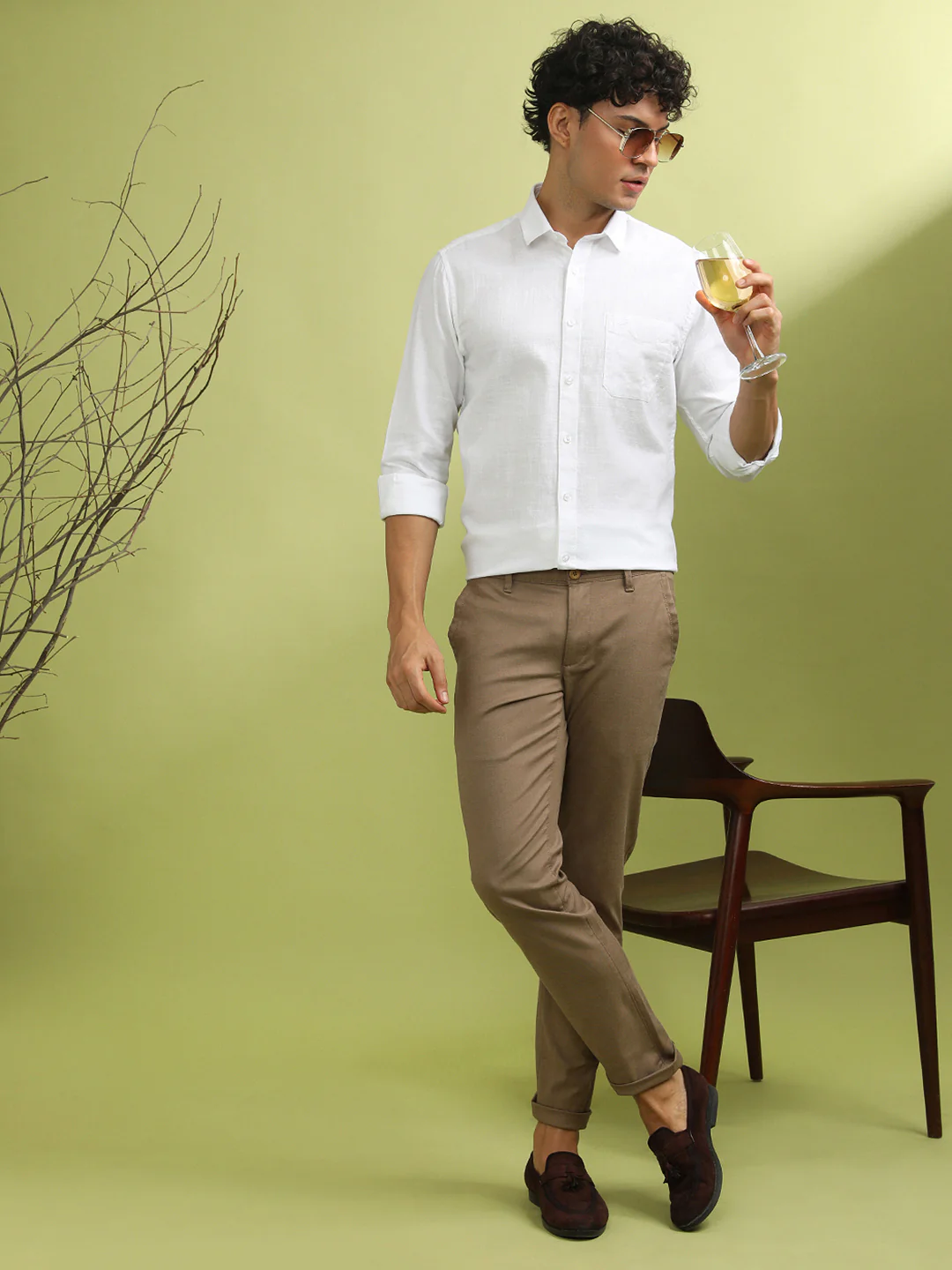 100% Cotton Textured Casual Shirt White