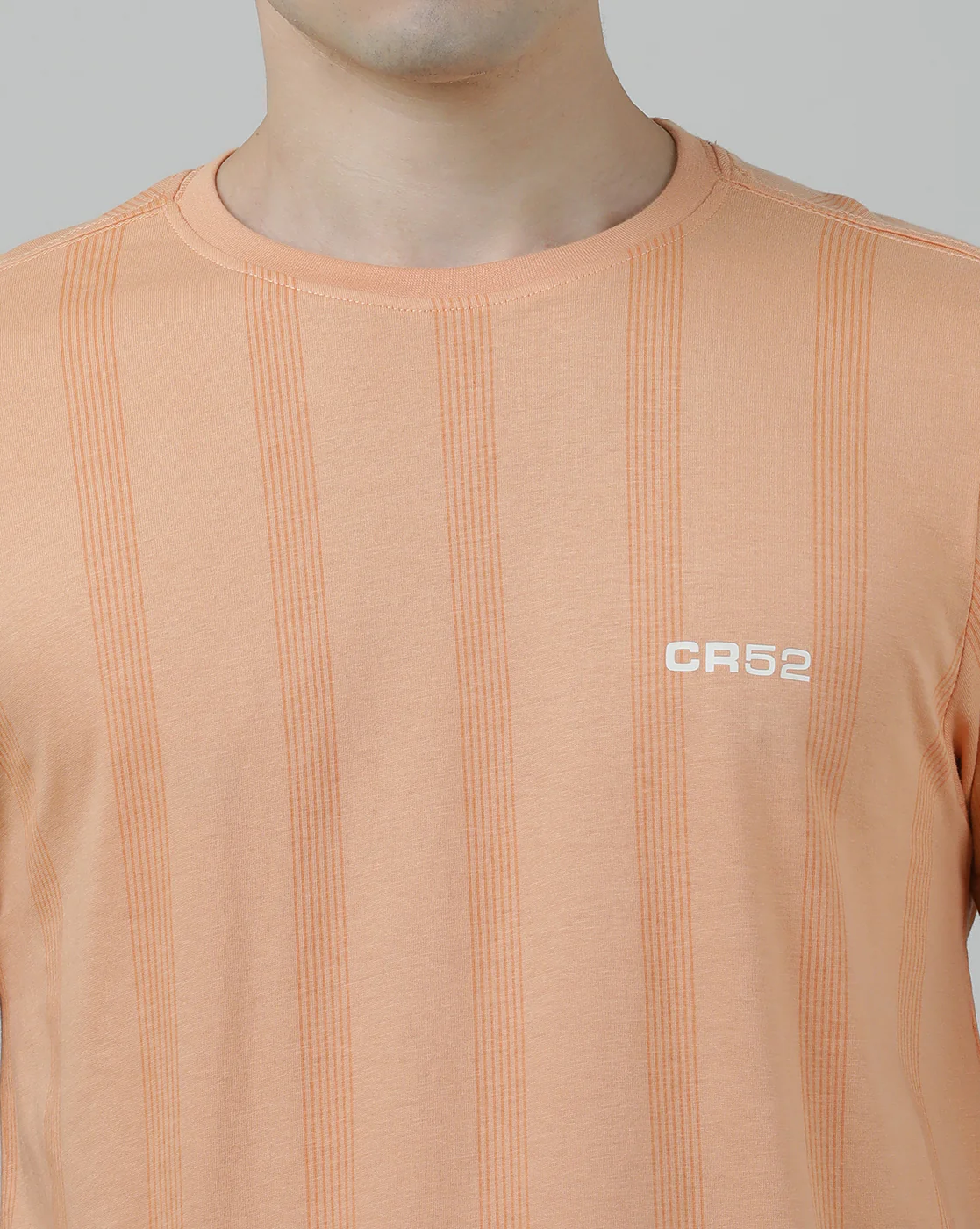 Coral Pink Striped Casual T-Shirt