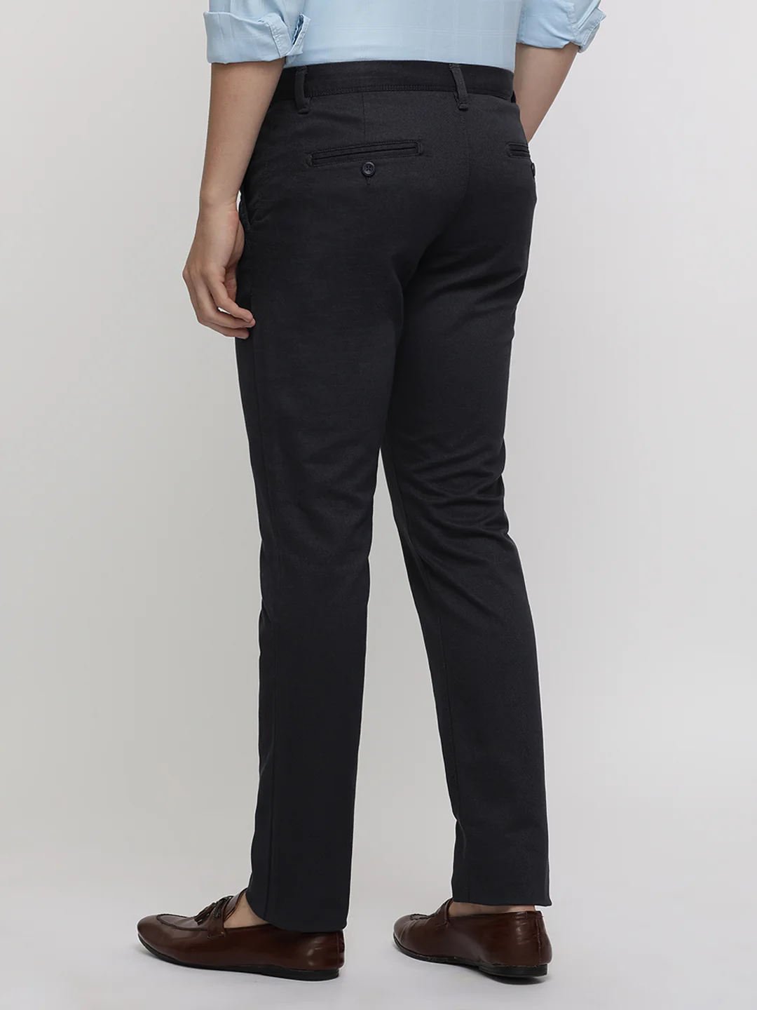 Dark Grey Textured Stretch Trouser