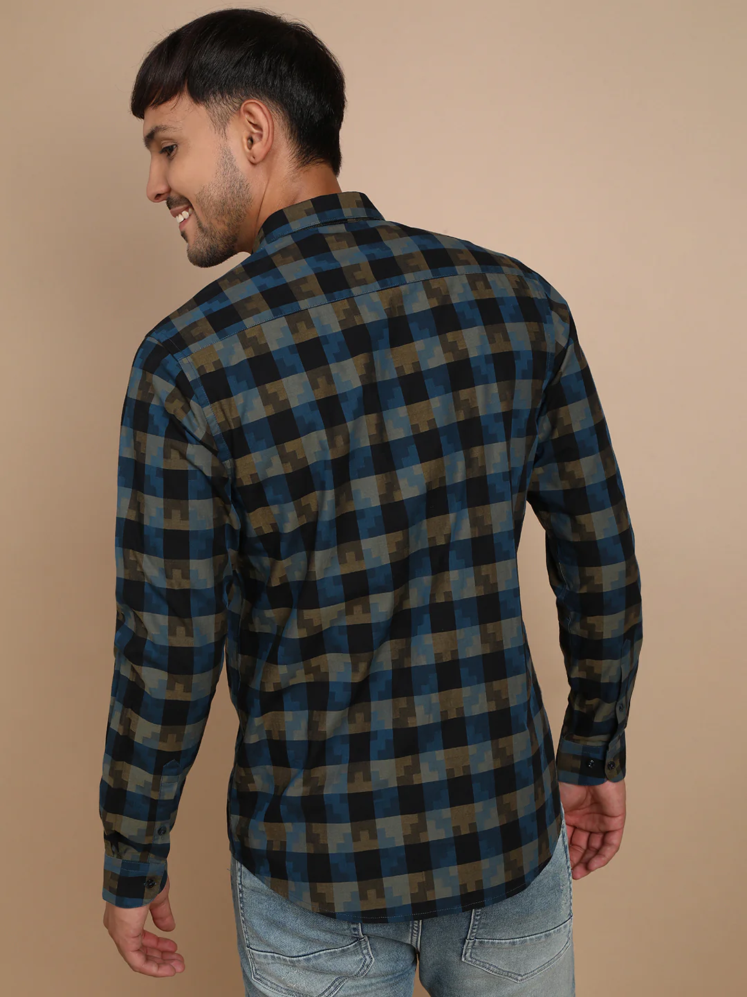 Checked Brown Full Sleeve Casual 100% Cotton Shirt