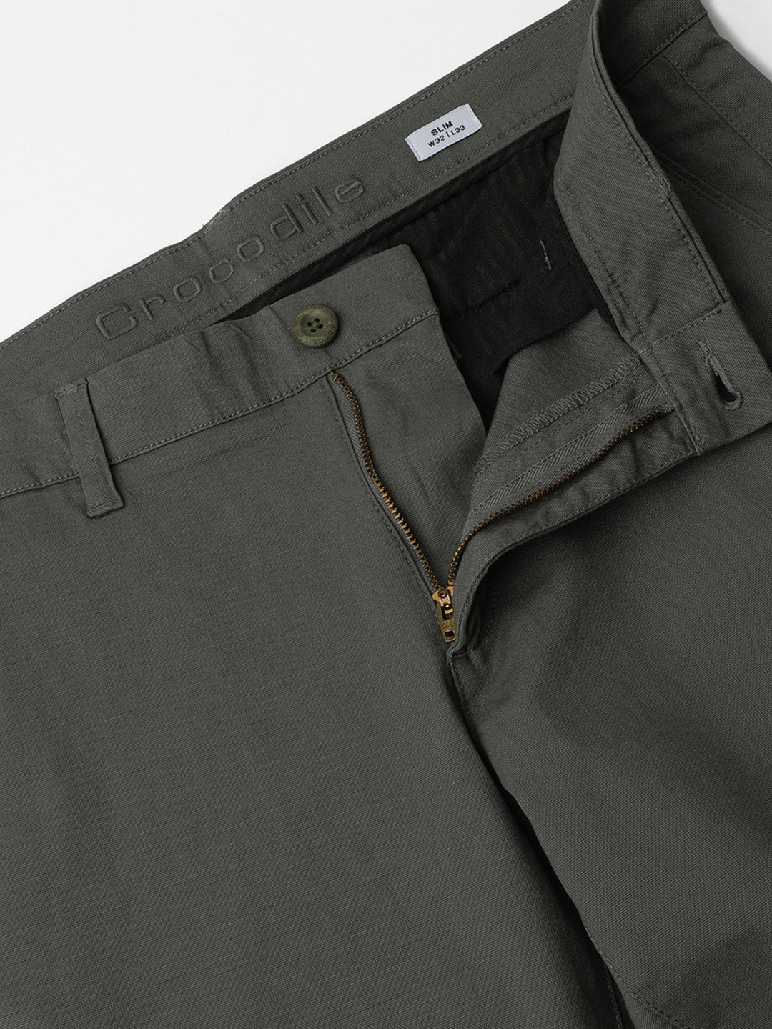 Dark Grey Solid Casual Slim Fit Trouser