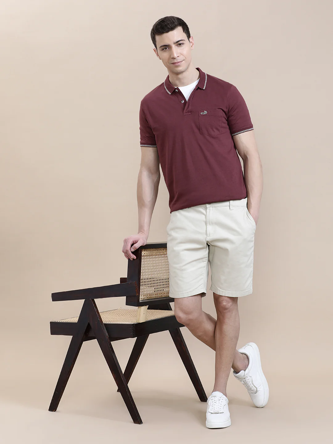 Maroon Solid Polo T-Shirt with Pocket