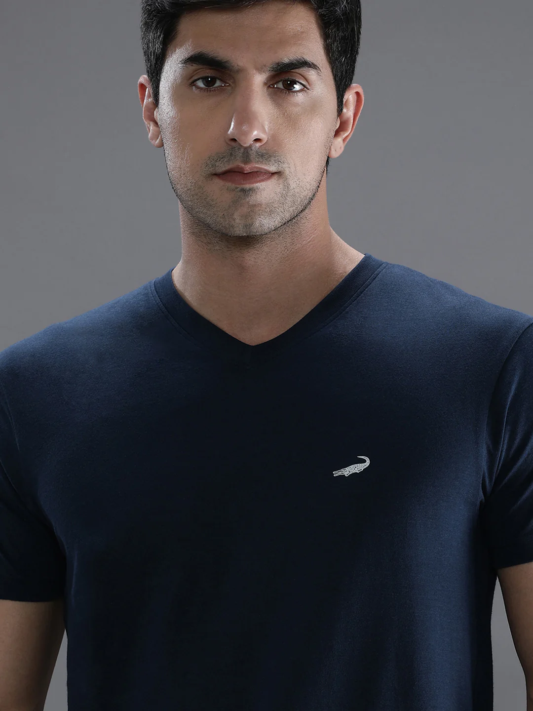 Navy Solid Casual T-Shirt