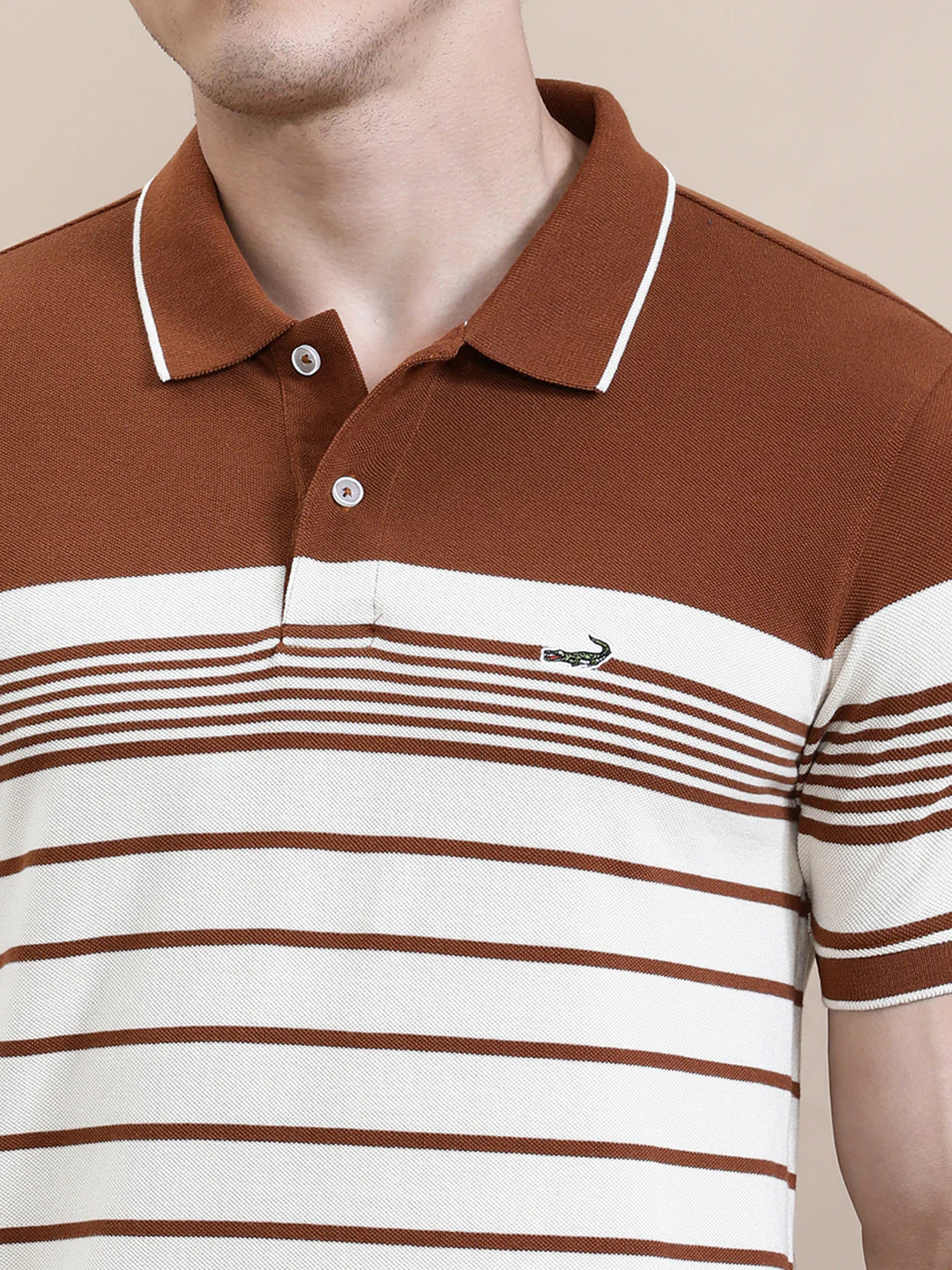 Slim Fit Brown ENG-Striper T-Shirt