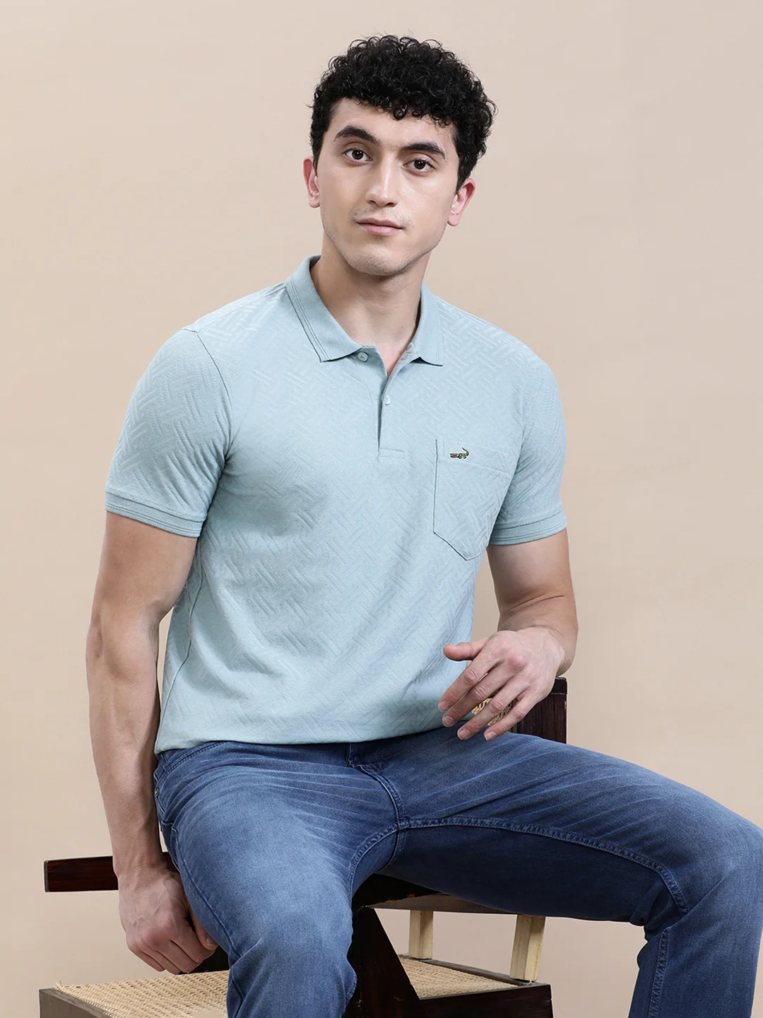 Slim Fit Blue Solid T-Shirt
