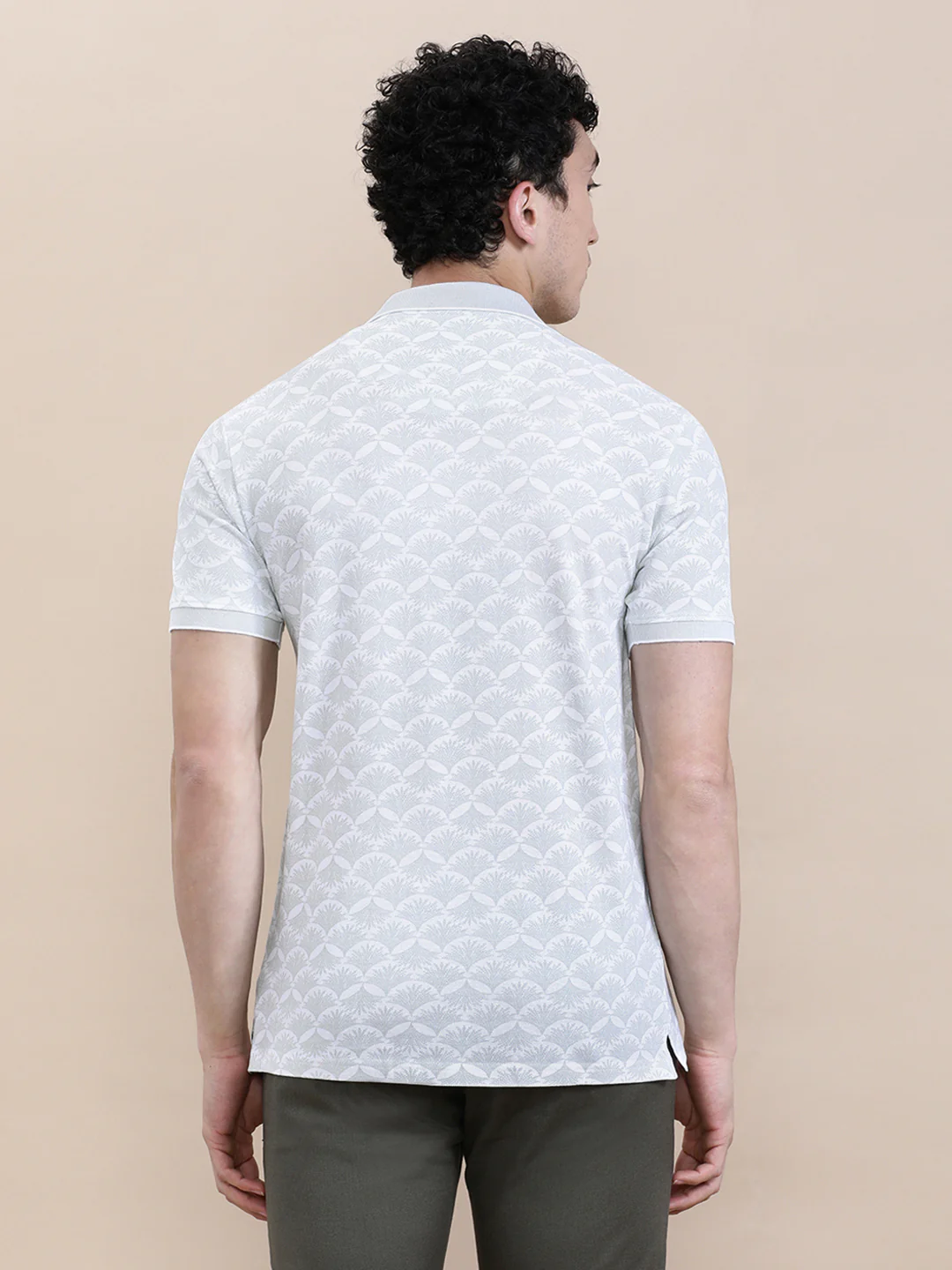 Leaf Motif Slim Fit Polo Black