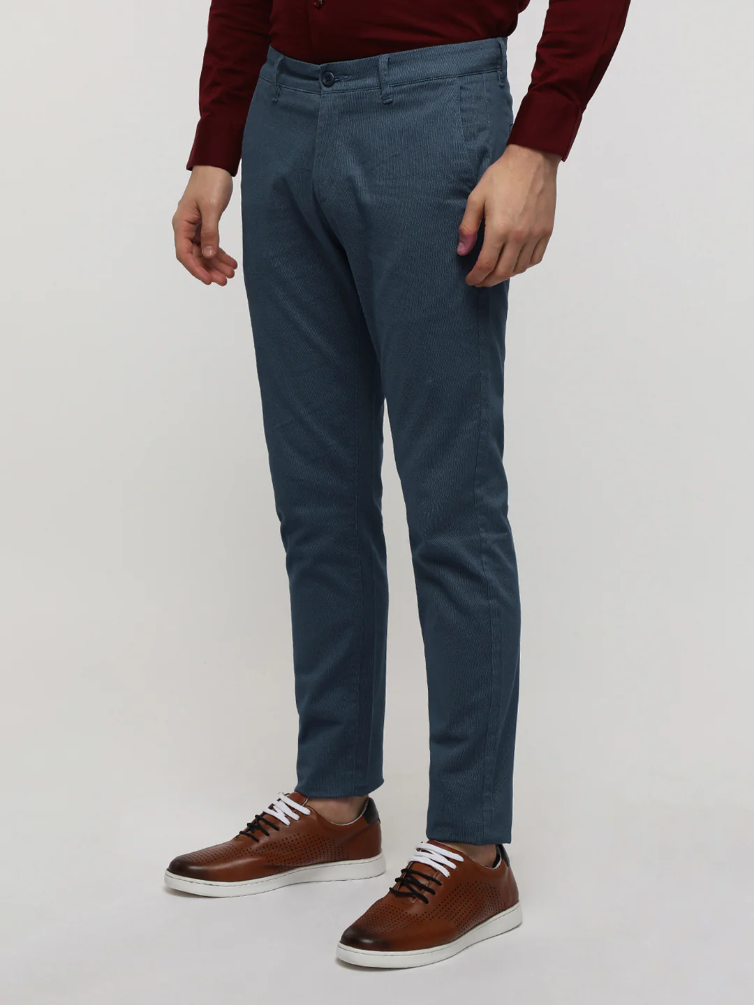 Blue Printed Soft Touch Stretch Trouser