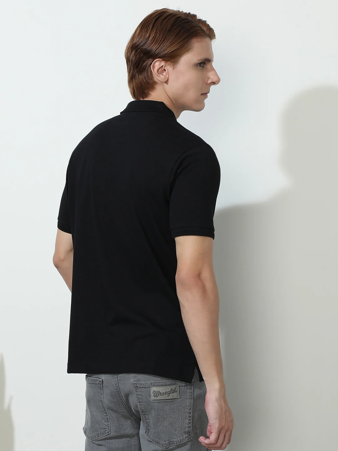 Solid Black Half Sleeve Casual Polo T-Shirt