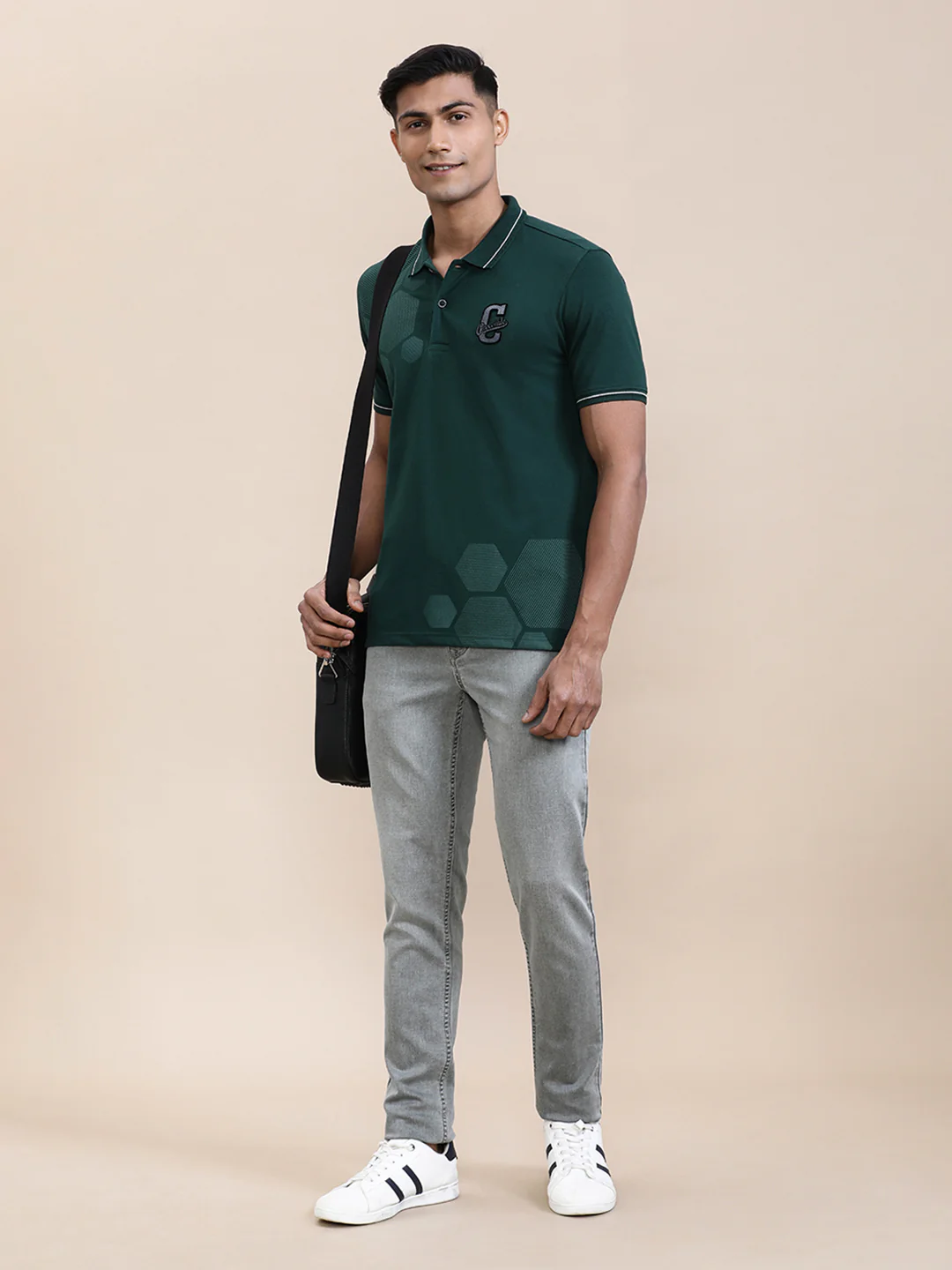 Chenille Embroidery Lycra Slim Fit Polo