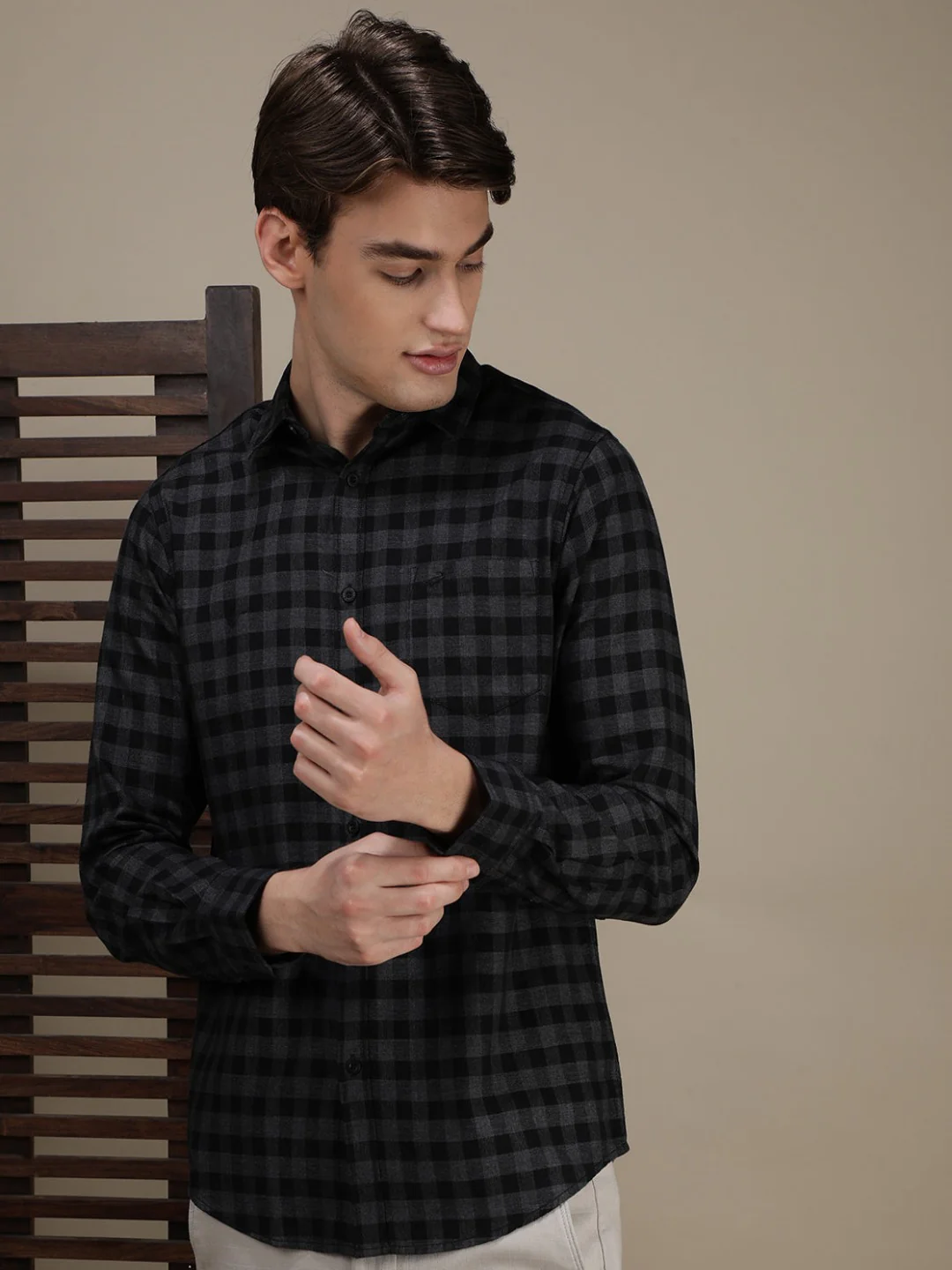 Black Checked Full Sleeve Shirt