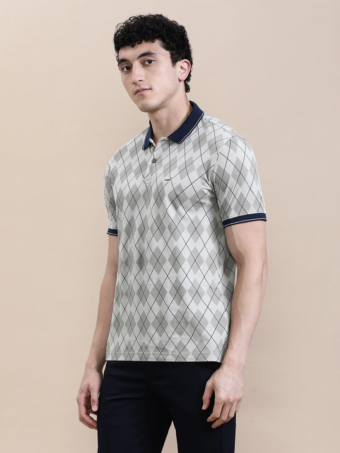 Diamond AOP Slim Fit Polo Black