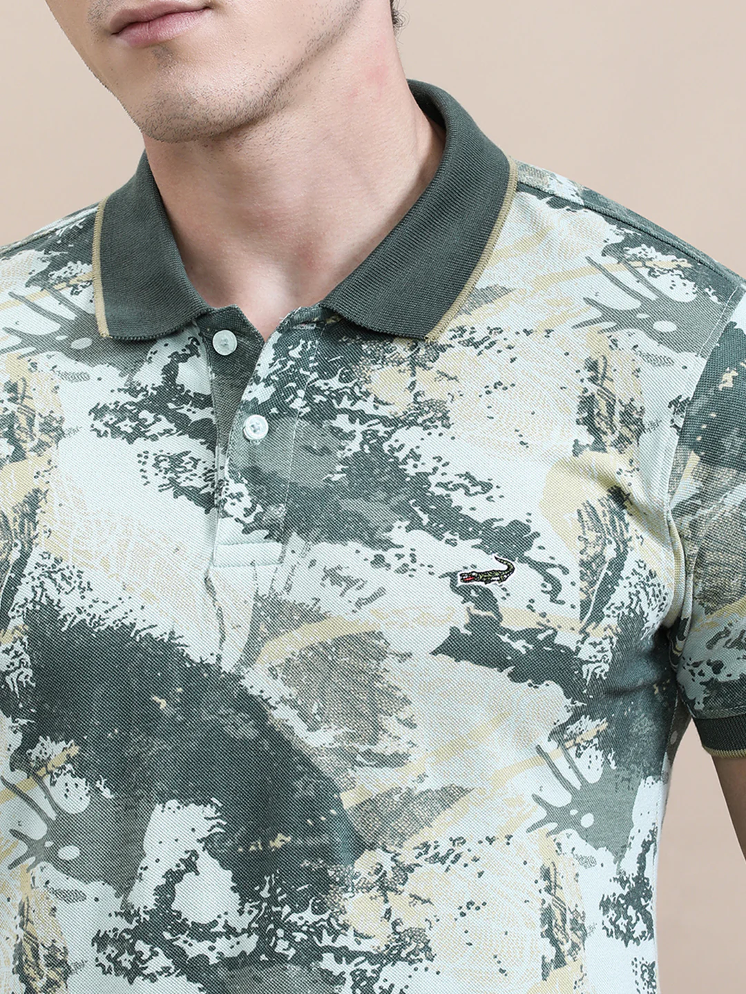 Slim Fit Green AOP T-Shirt Green