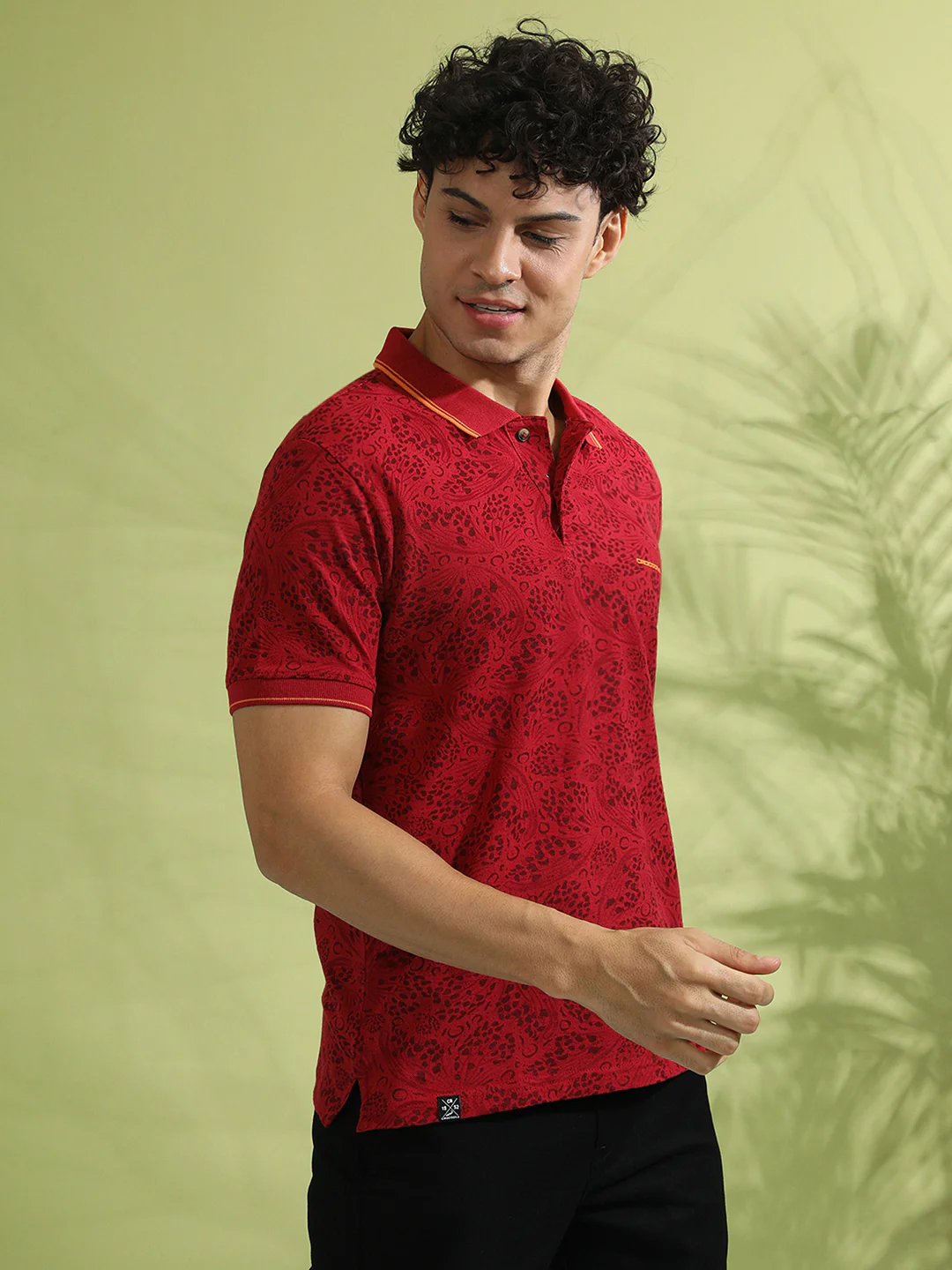 Red Printed Polo T-Shirt