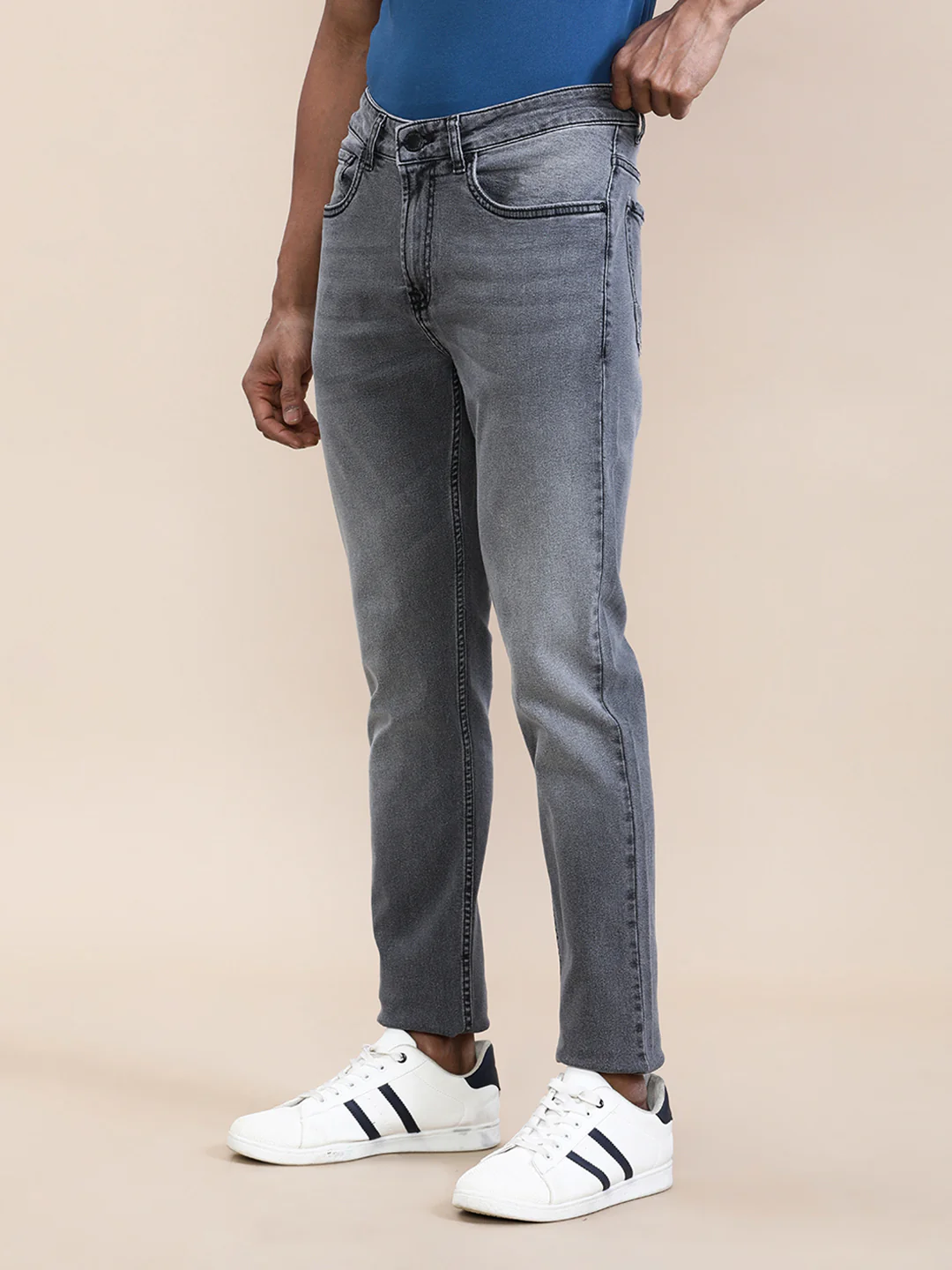 Classic Washed Grey Slim Tapered Jeans