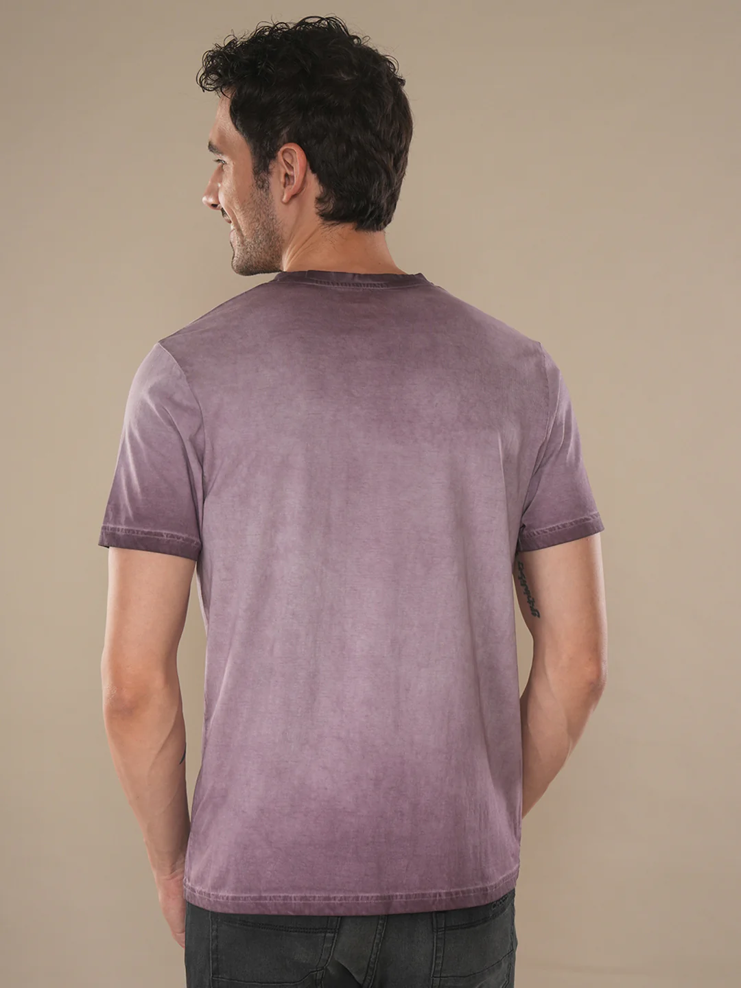 Reverse Dyed T-Shirt With Chest Graphics In Rust