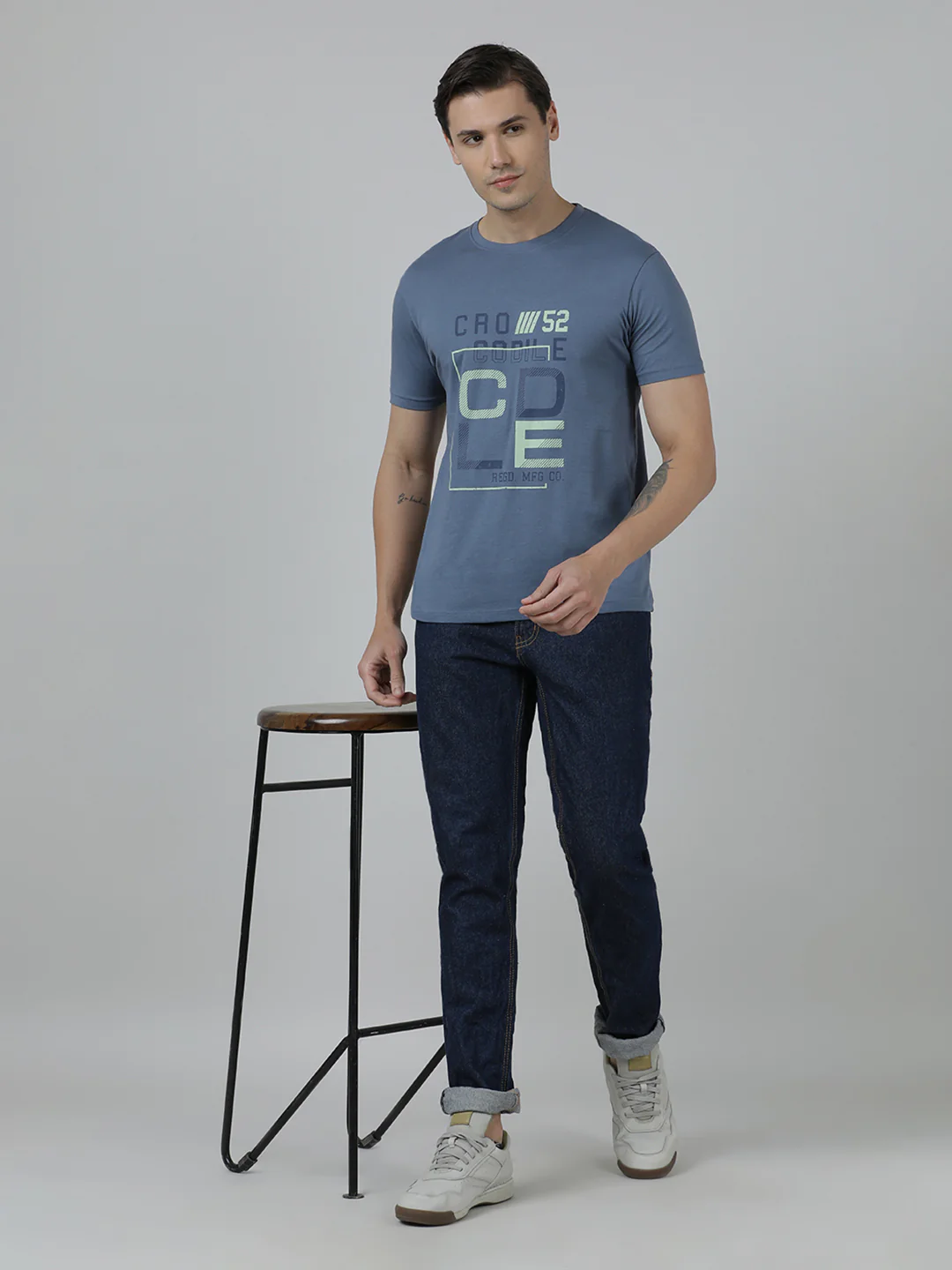 Pack Of 2 Typography Printed Cotton Slim Fit T-shirts