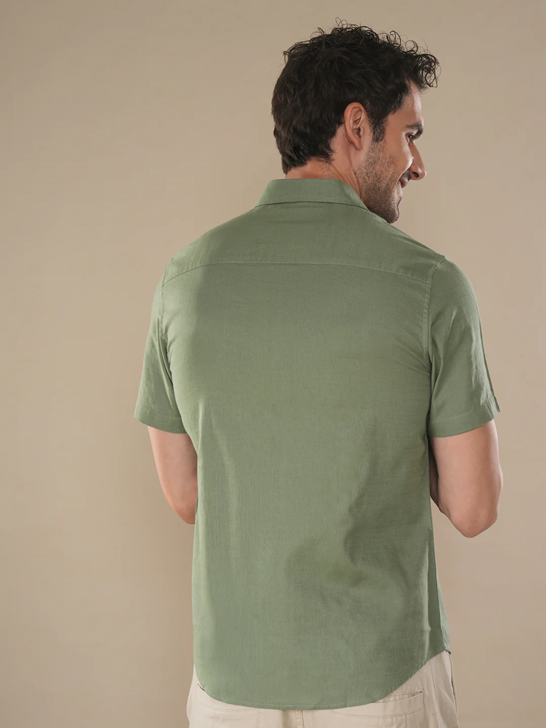 100% Cotton Textured Shirt Green
