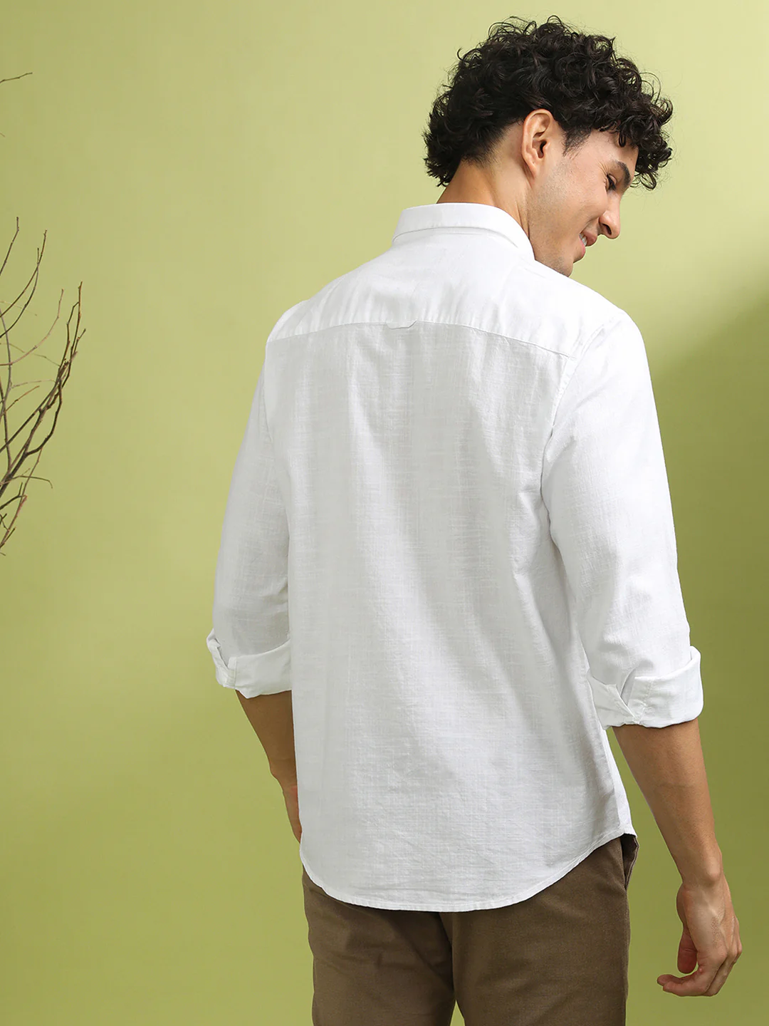 100% Cotton Textured Casual Shirt White