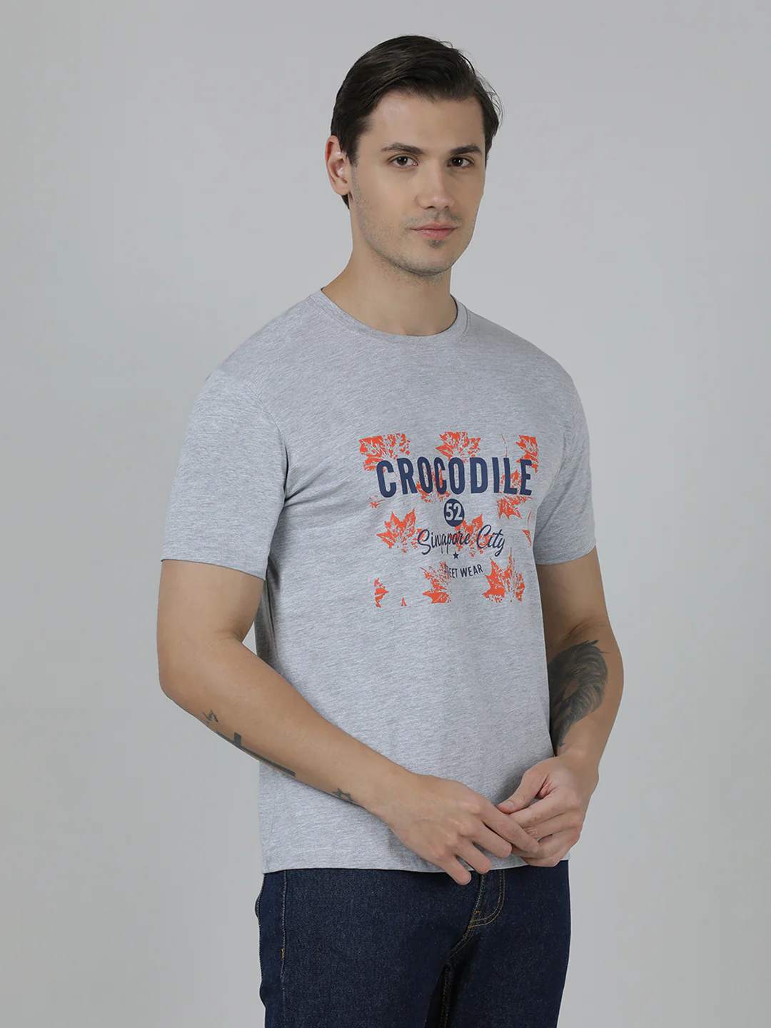 Pack Of 2 Typography Printed Cotton Slim Fit T-shirts