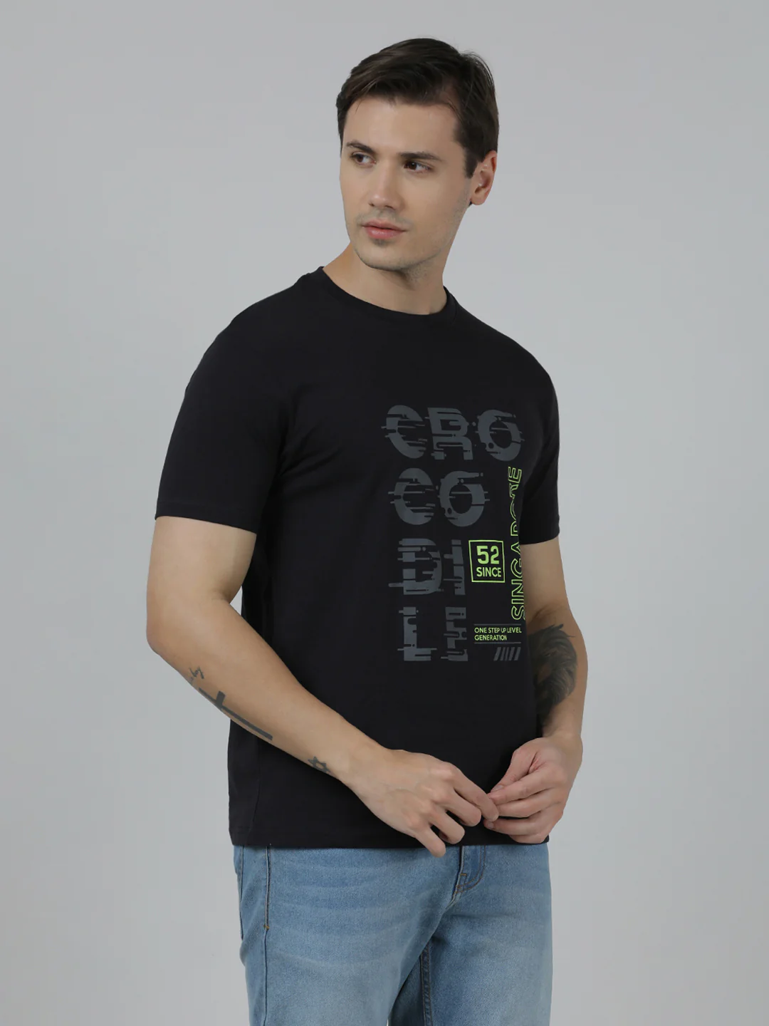 Pack Of 2 Typography Printed Slim Fit Cotton T-shirts