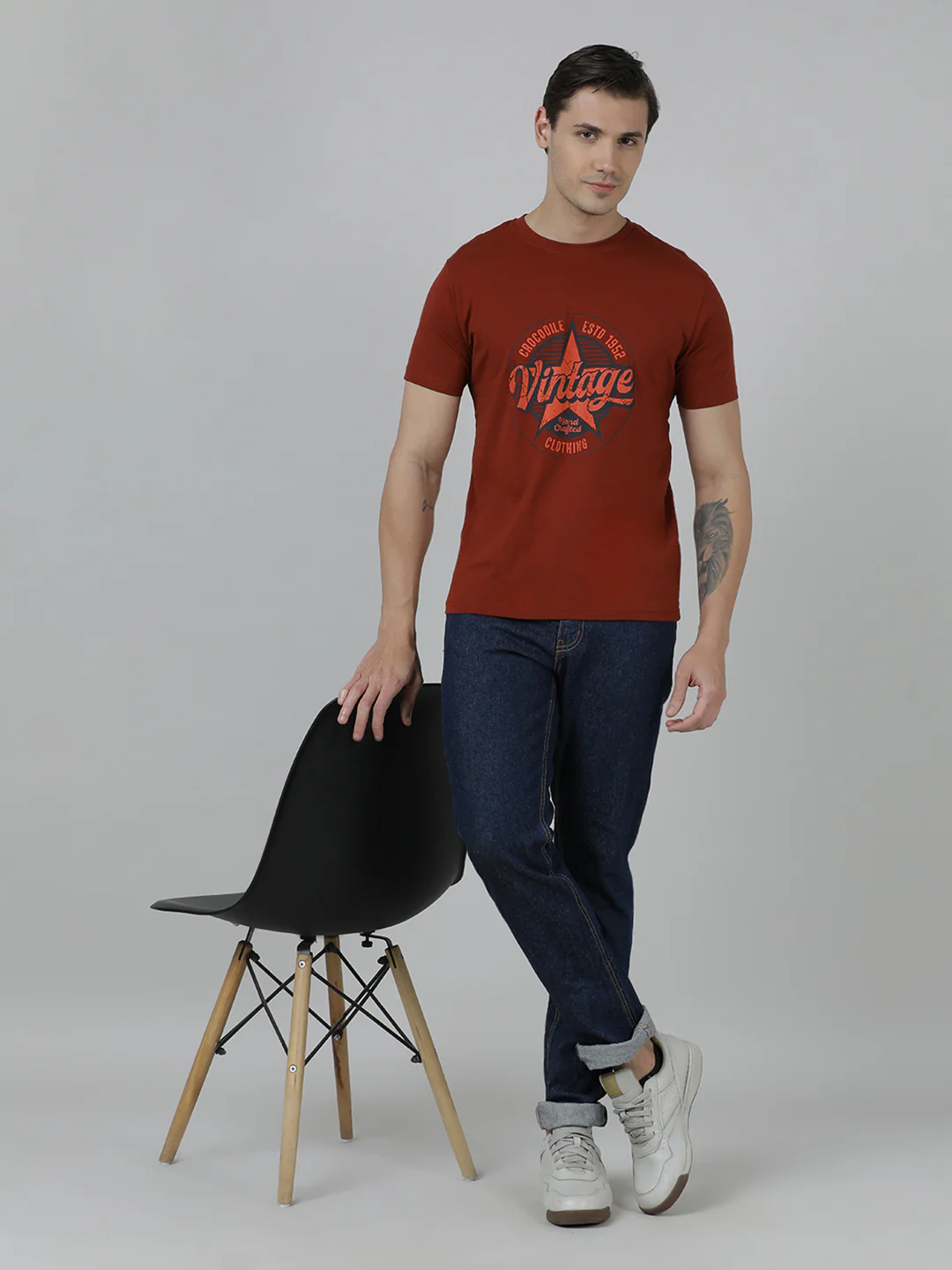 Typography Printed Slim Fit Cotton T-shirts Pack Of 2