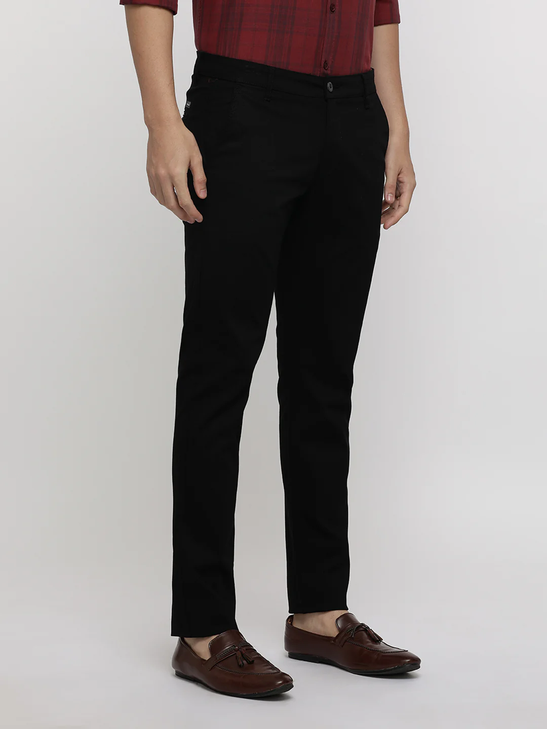 Textured Stretch Black Trouser