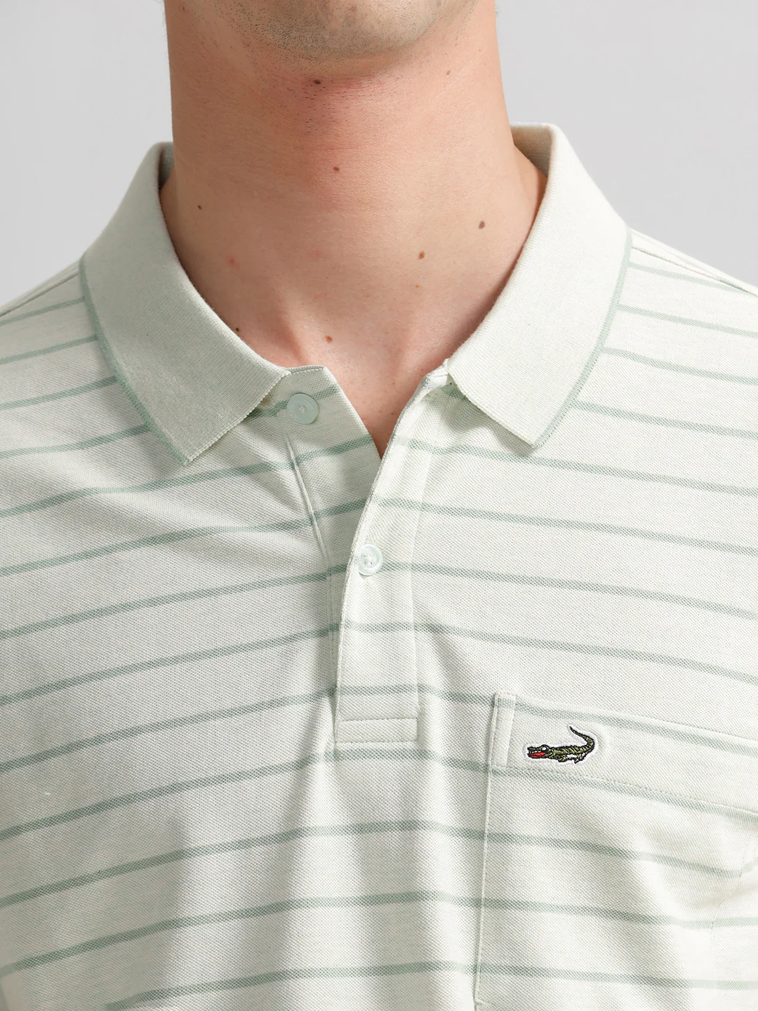 Slim Fit Striper Green Polo T-Shirt