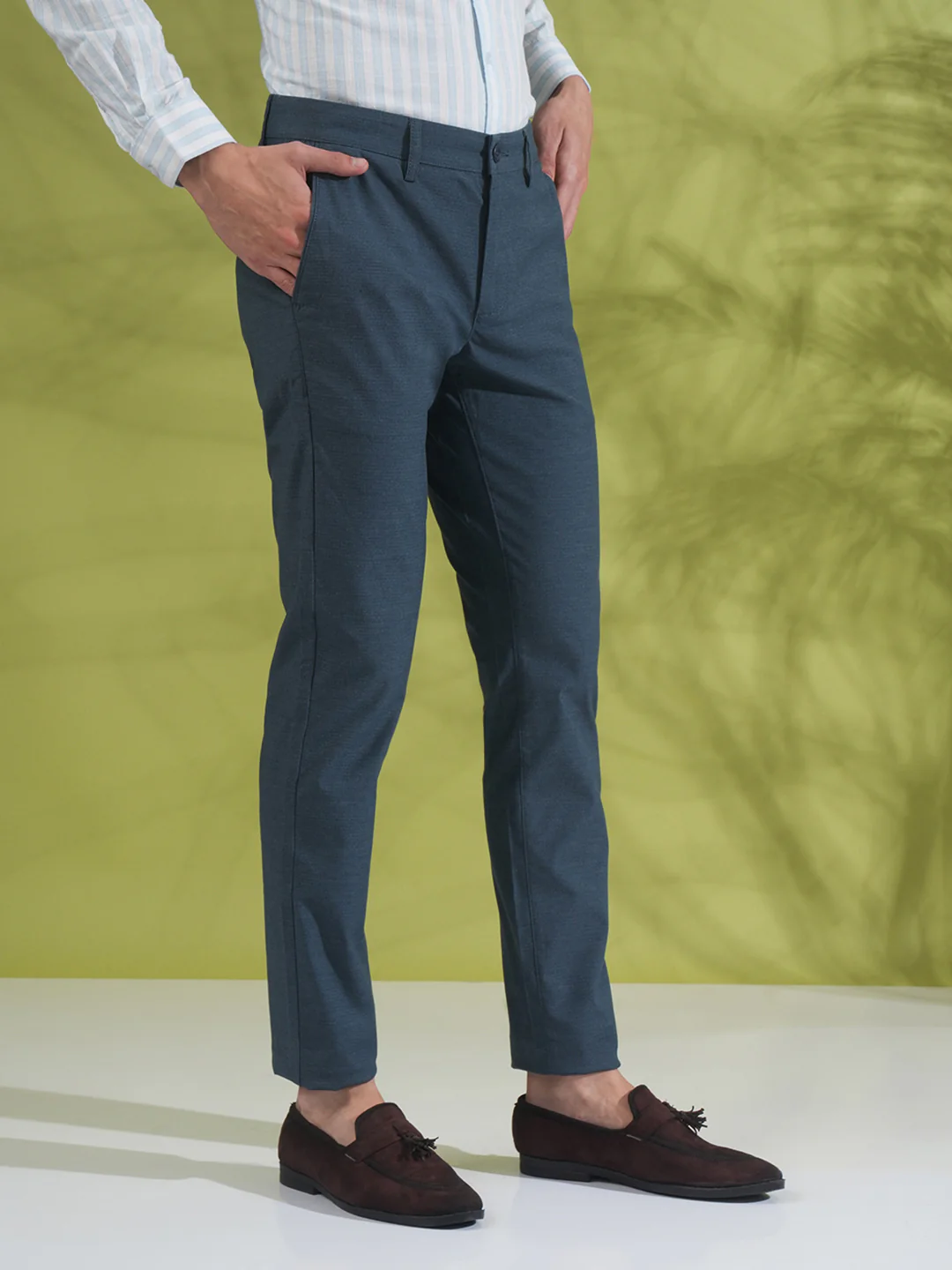 Ripstop Self Pattern Stretch Trouser Dark Blue