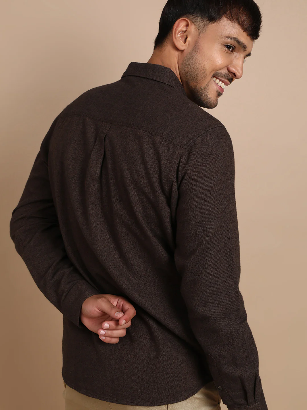 Brown Solid Full Sleeve 100% Cotton Shirt