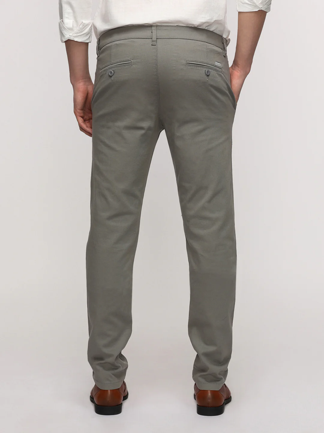 Dark Slate Cotton Textured Stretch Trouser