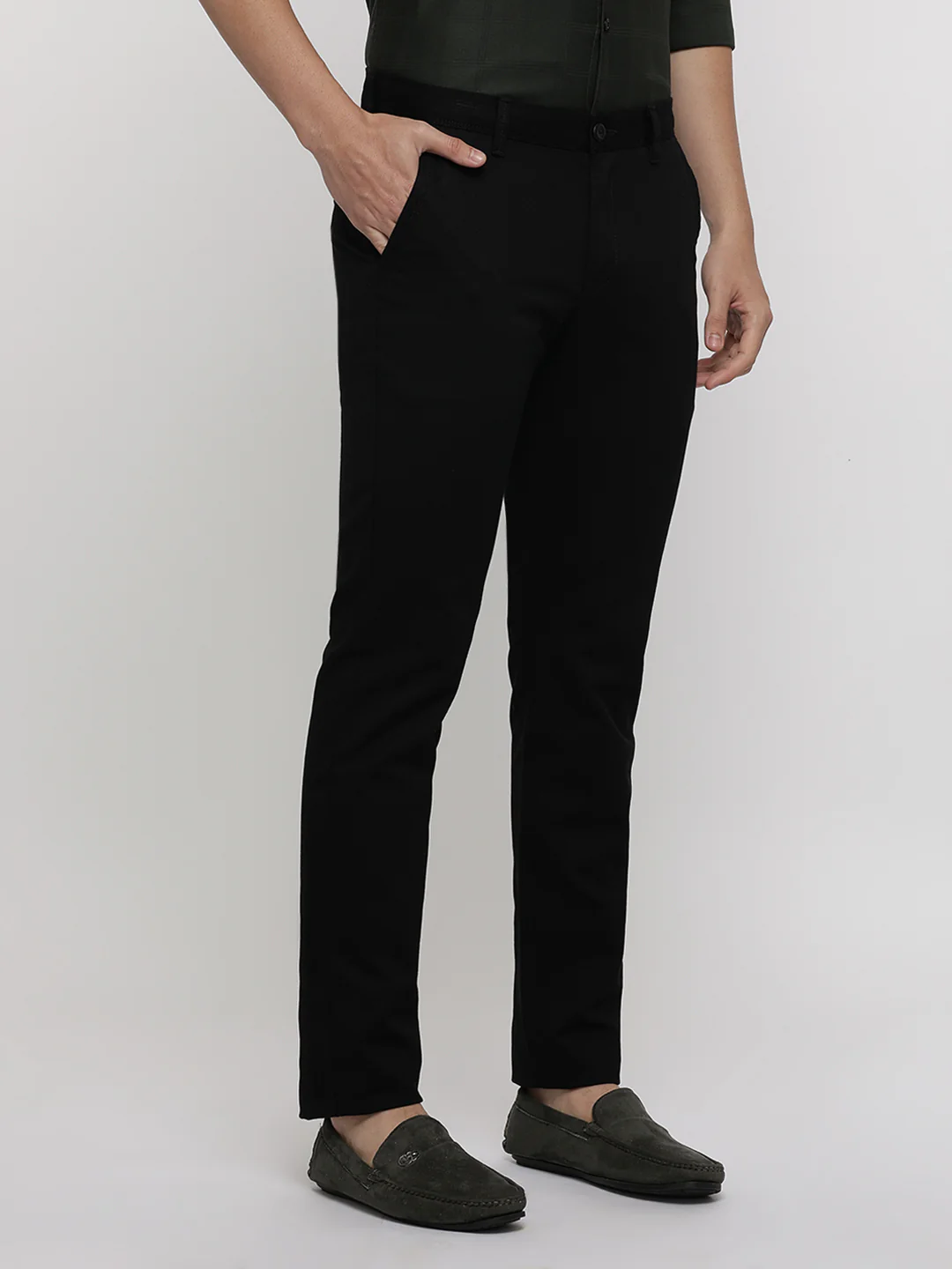 Black Textured Stretch Trouser