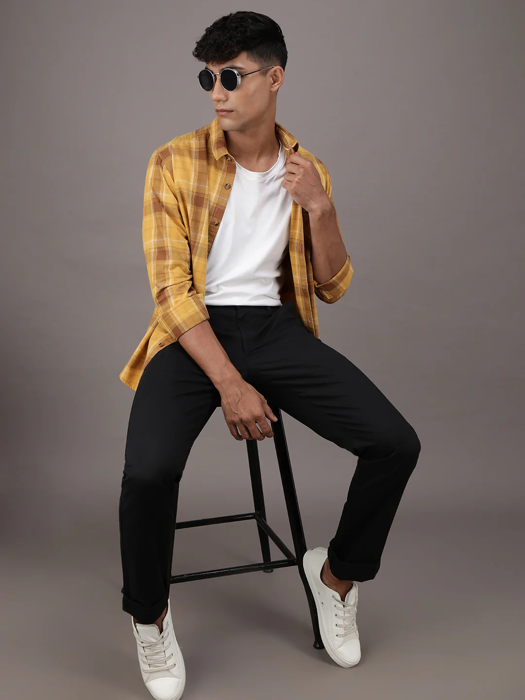 Slim Fit Solid Casual Trouser Black