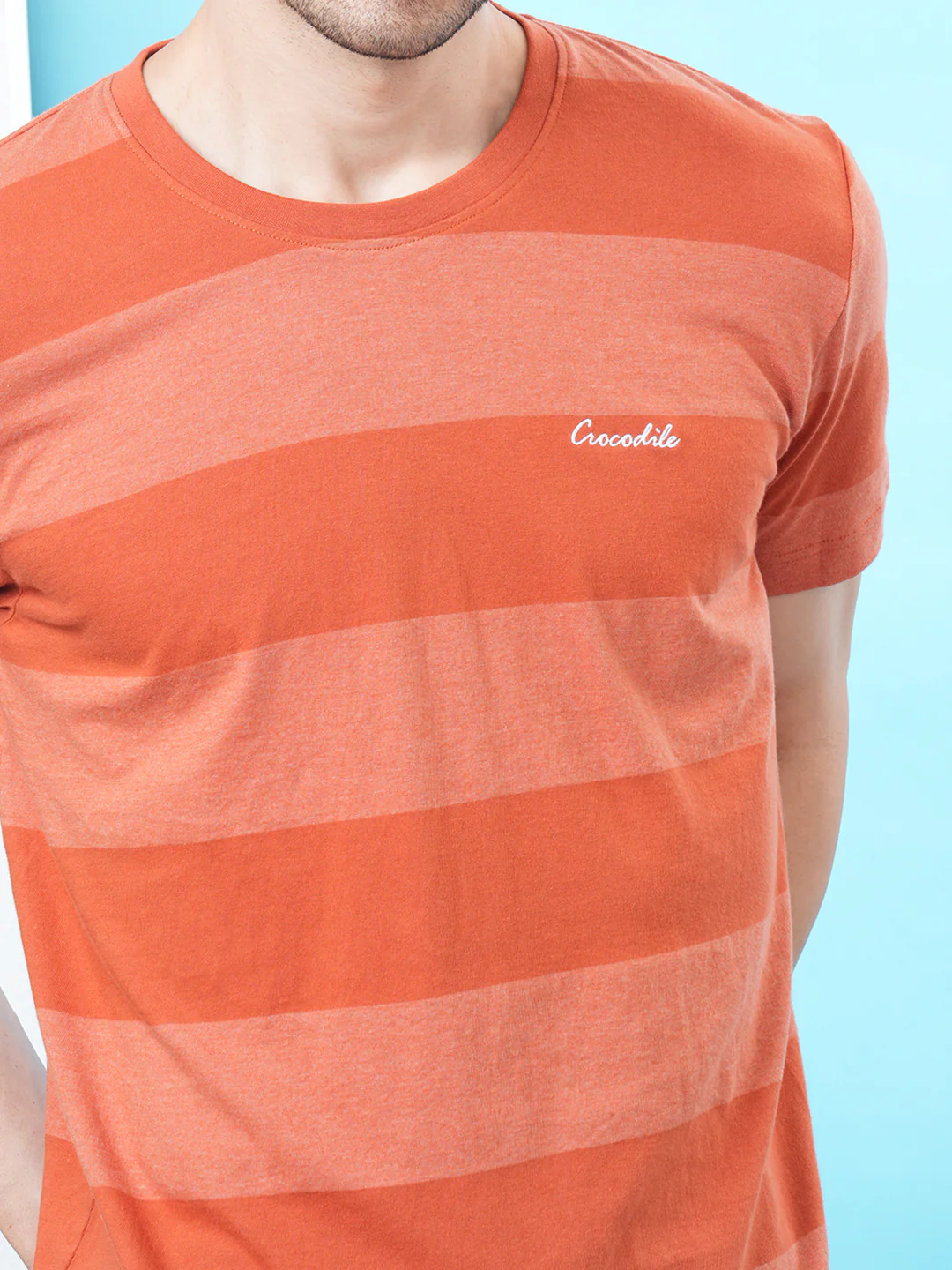 Over Dyed Striped T-Shirt In Rust