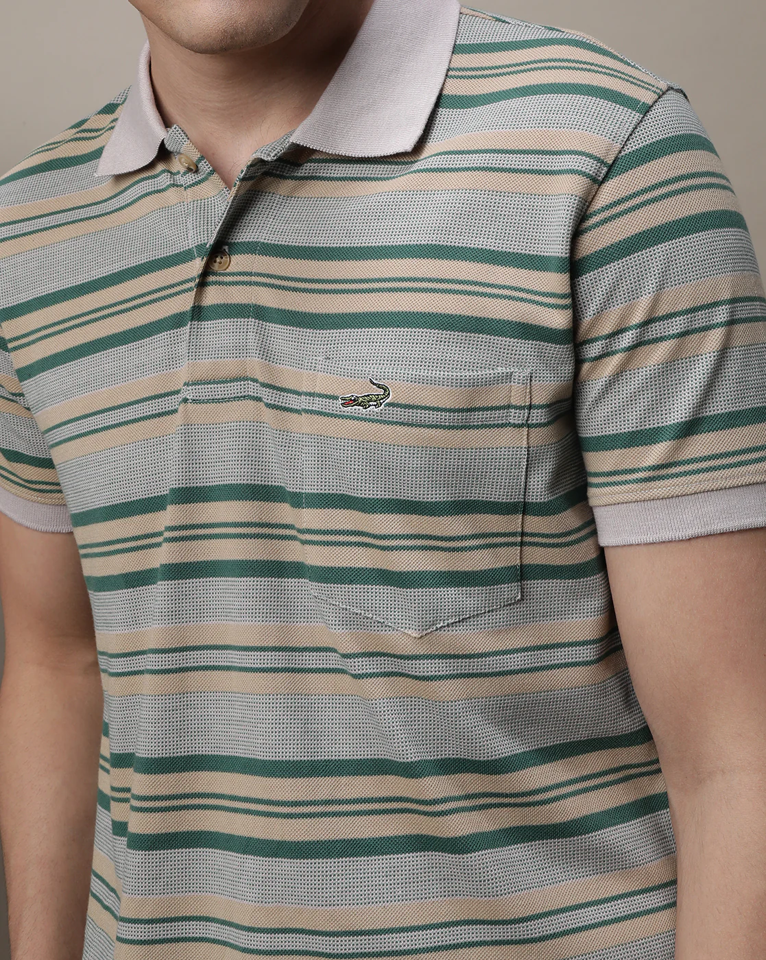 Striped Leaf Clover Green Polo T-Shirt