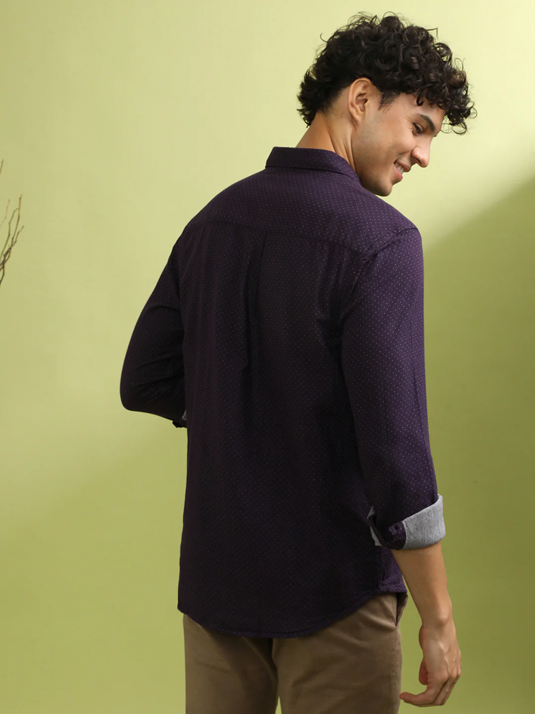 Wine Brown Printed Full Sleeve 100% Cotton Shirt