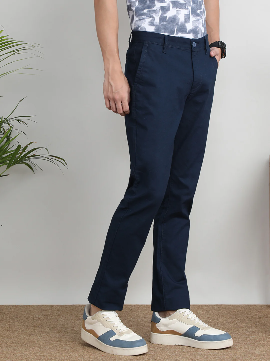 Solid Casual Trouser Navy